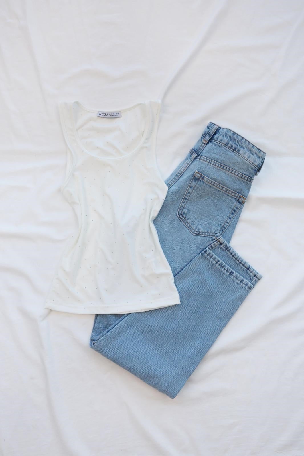 CroptopsKalın Askılı Taşlı Atlet
