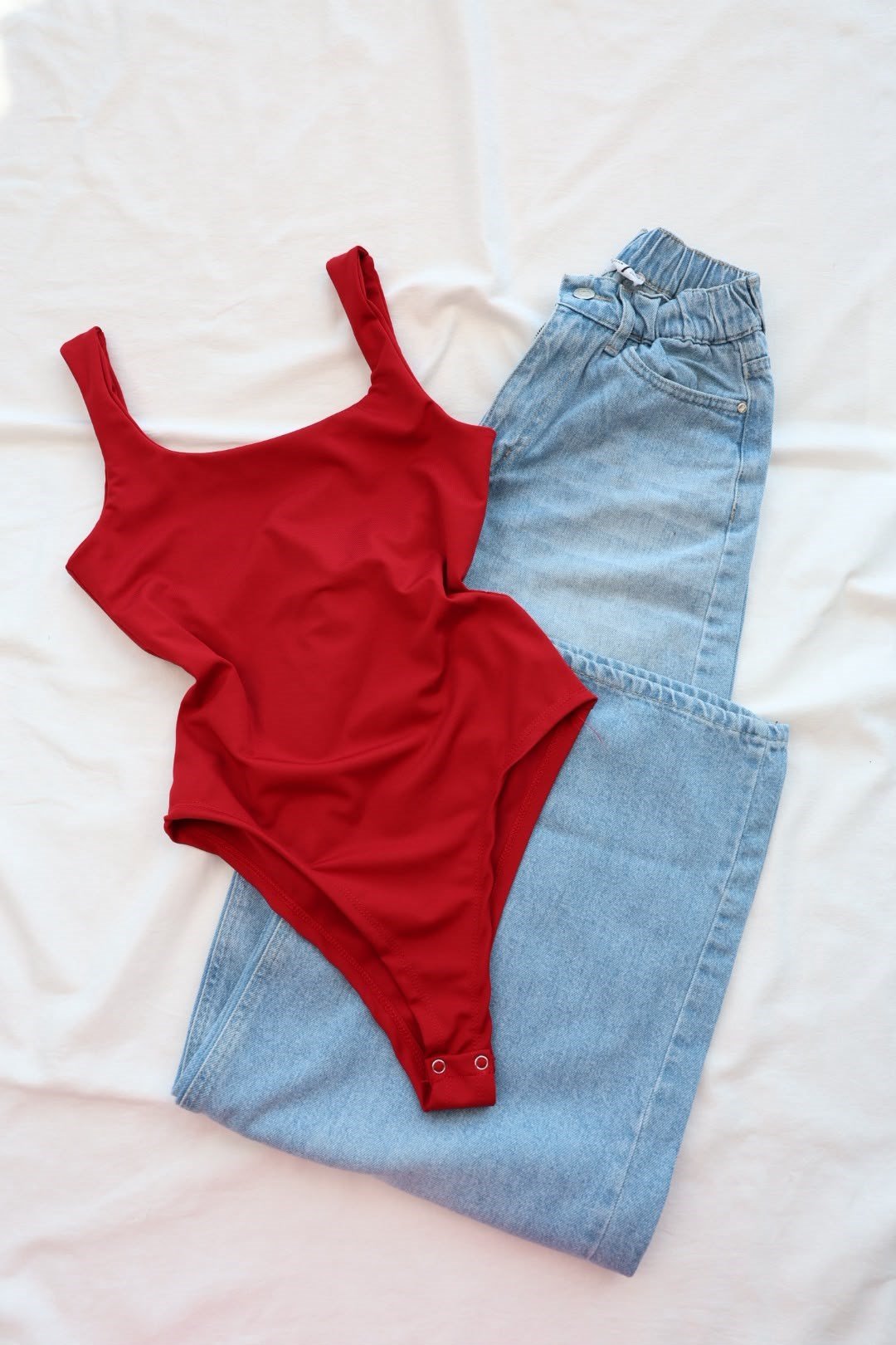 BodysuitKare Yaka Tulumlu Bodysuit