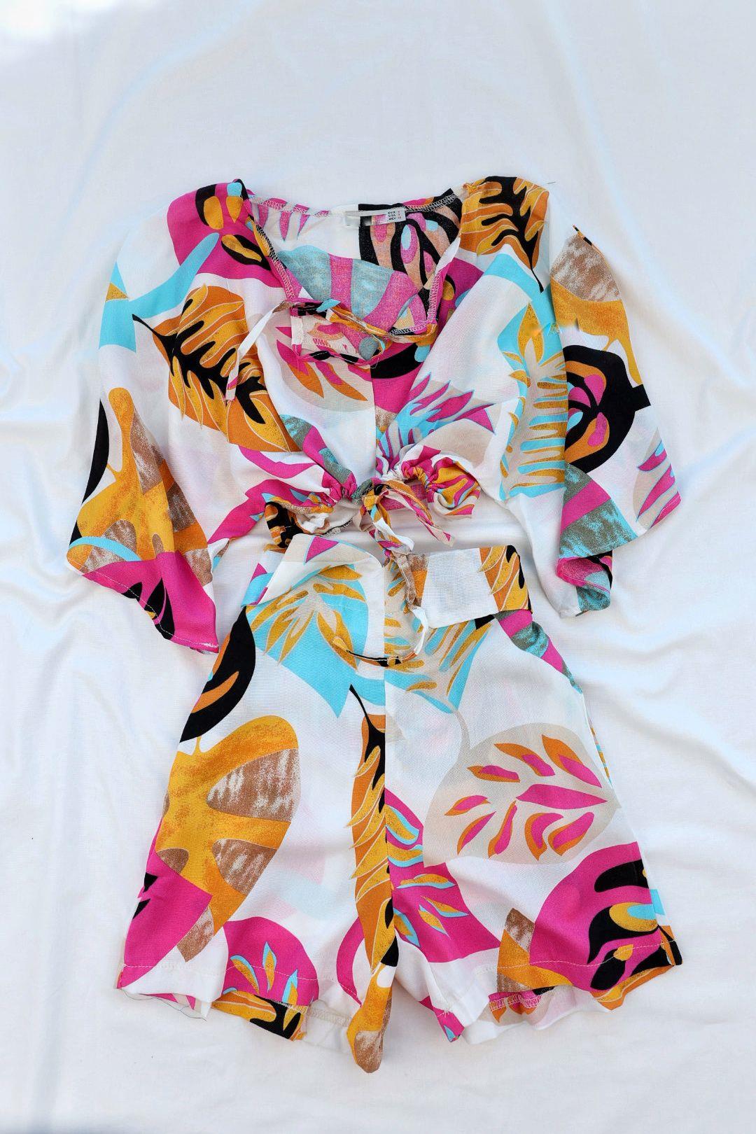 Şort TakımDesenli Şort Bluz Takım