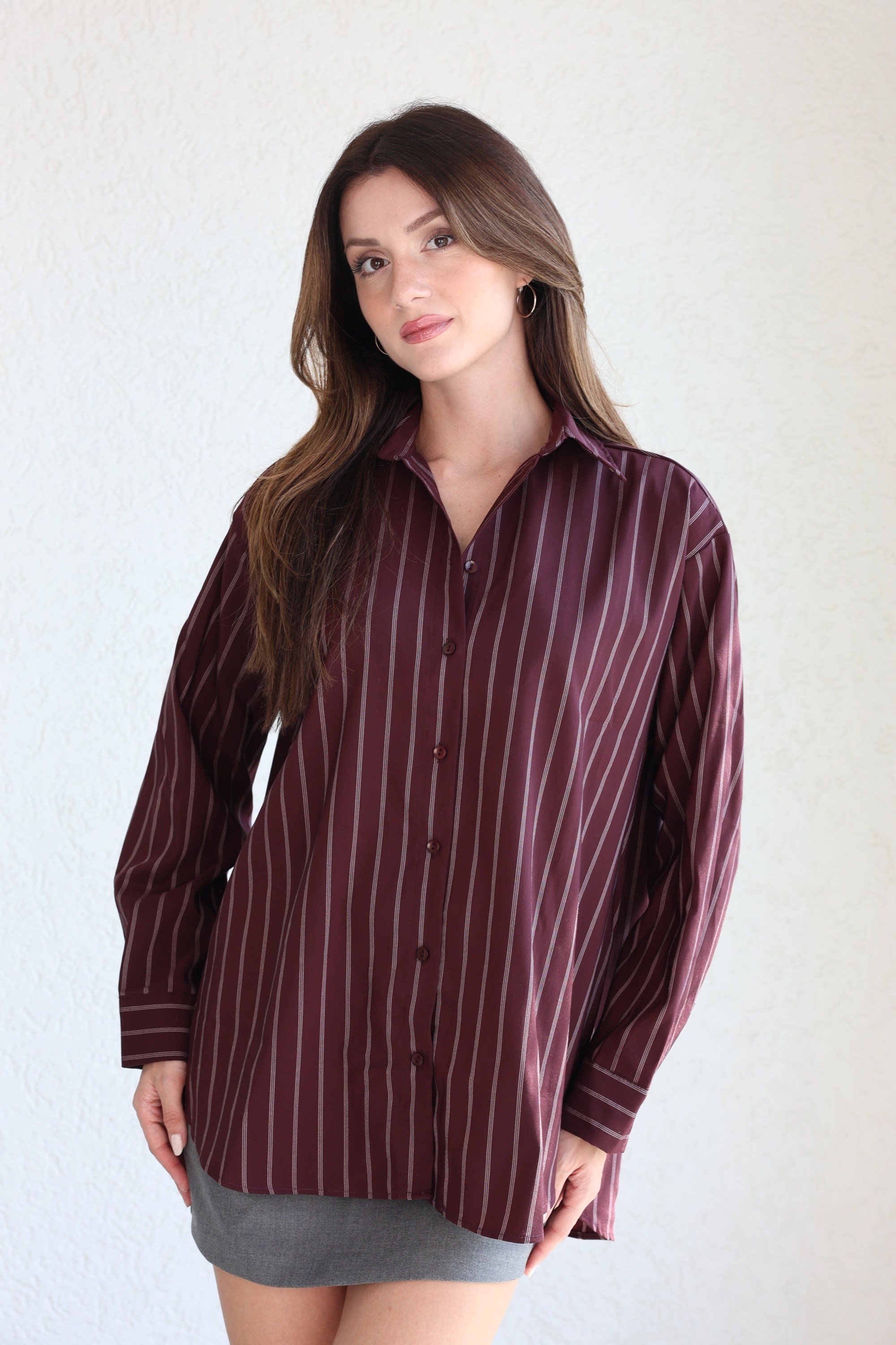 GömlekÇizgili Oversize Gömlek