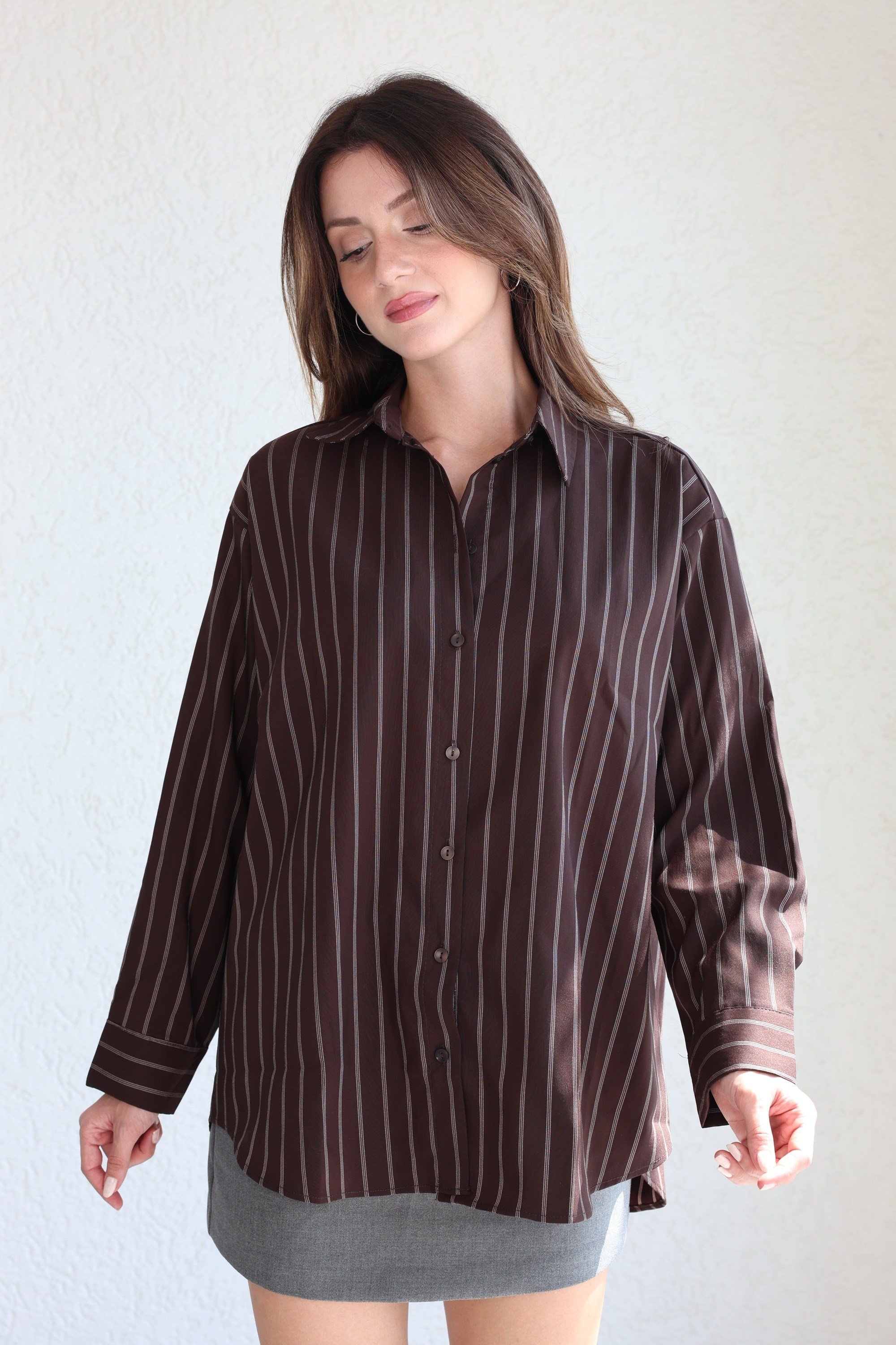 GömlekÇizgili Oversize Gömlek