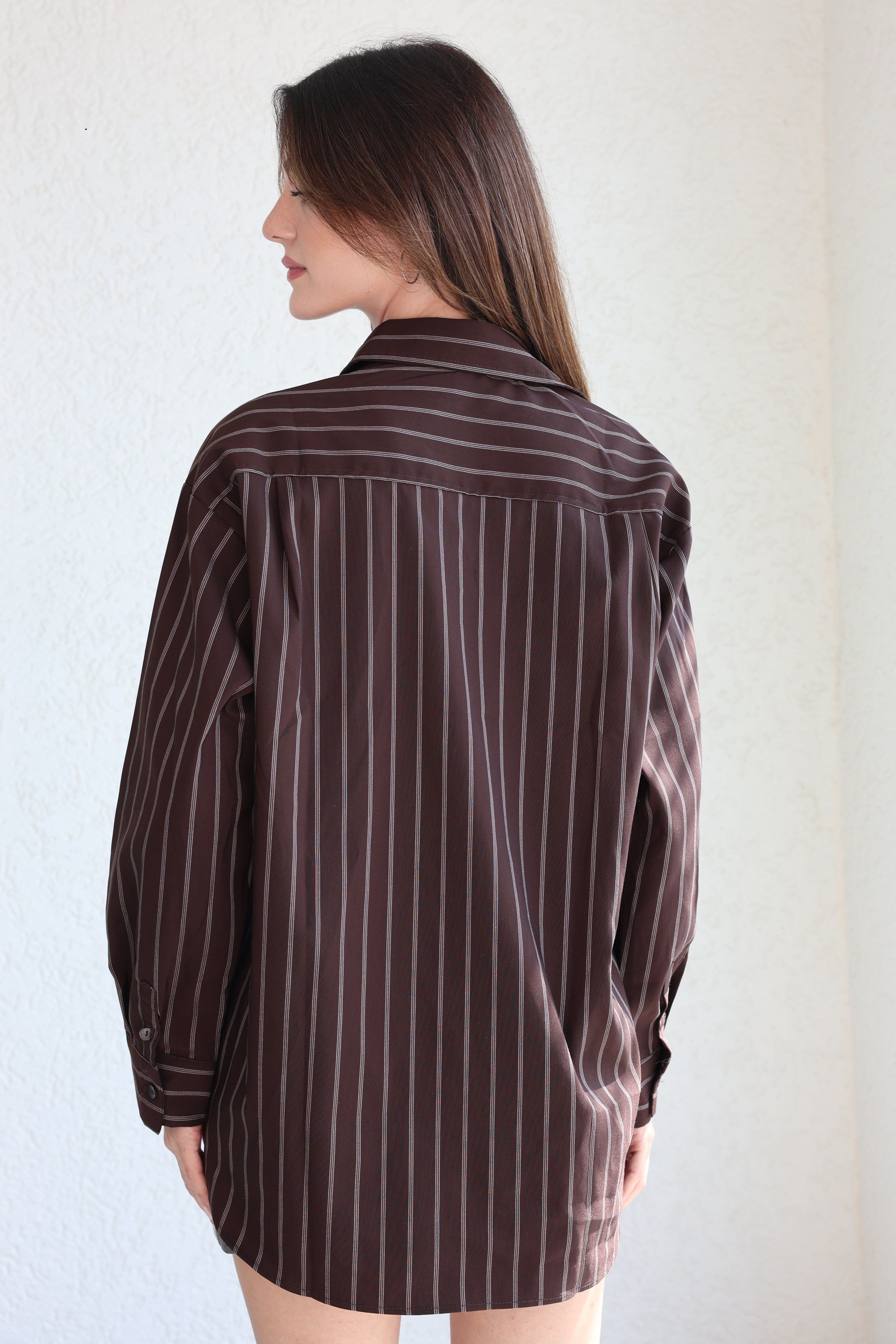 GömlekÇizgili Oversize Gömlek