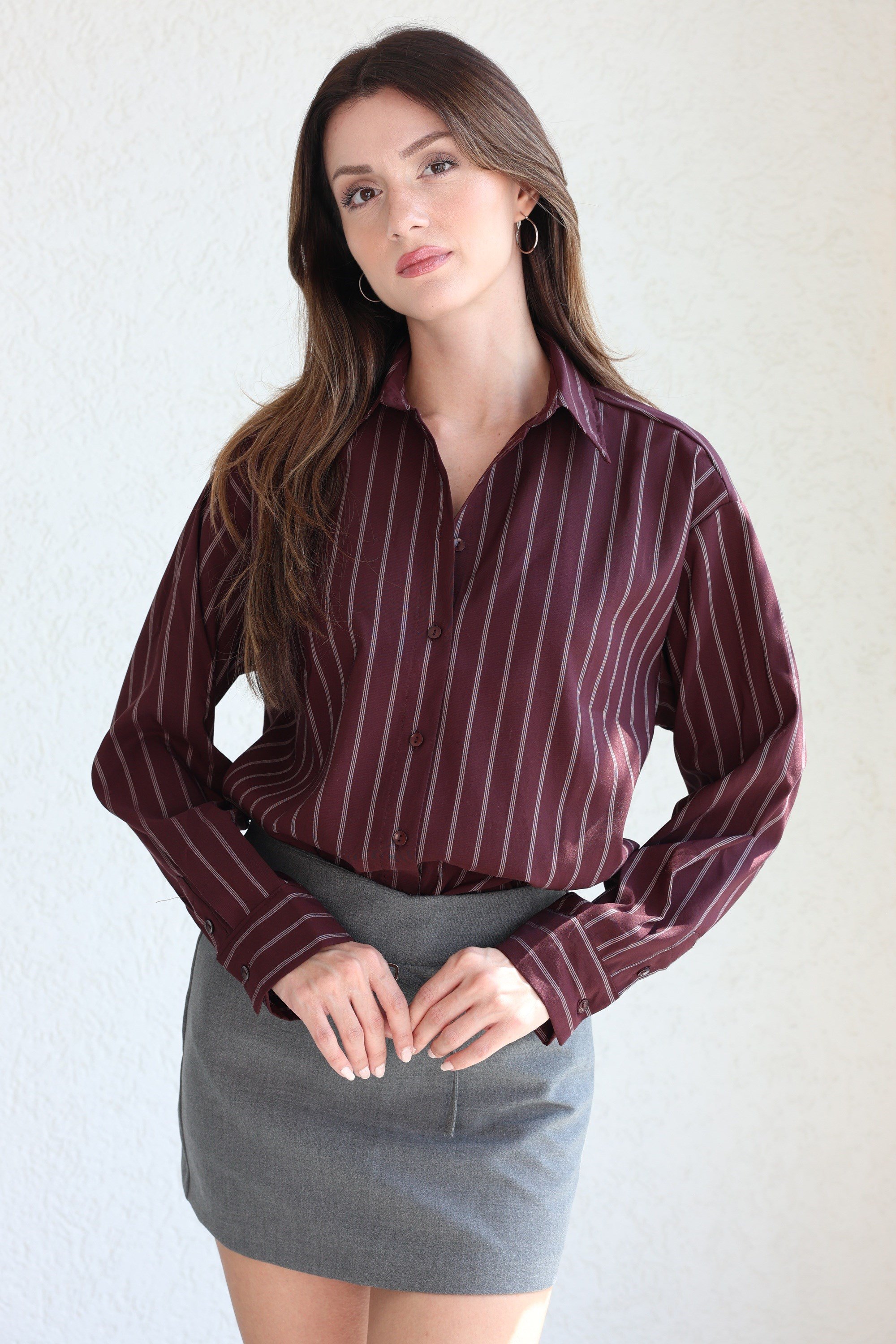 GömlekÇizgili Oversize Gömlek