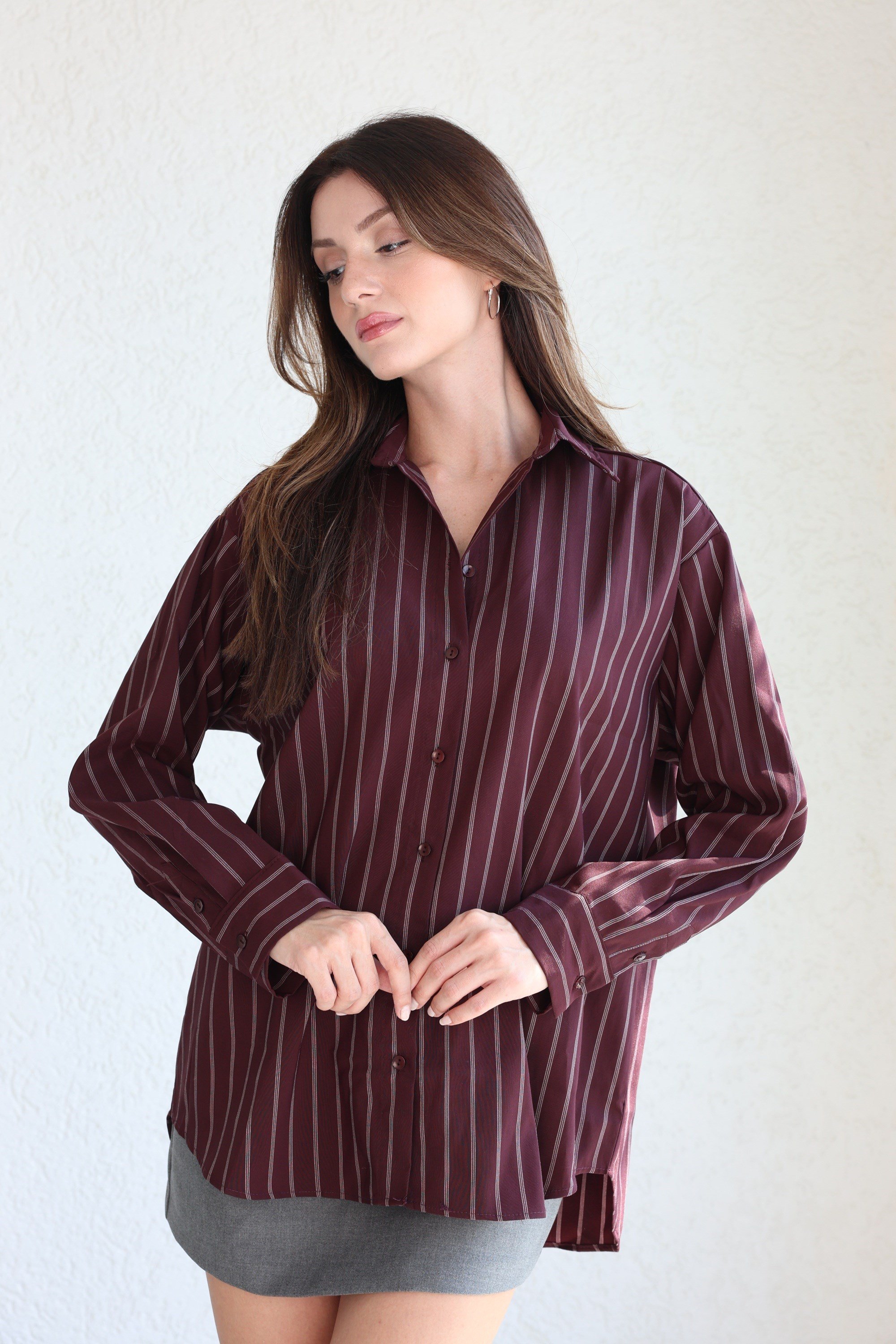 GömlekÇizgili Oversize Gömlek