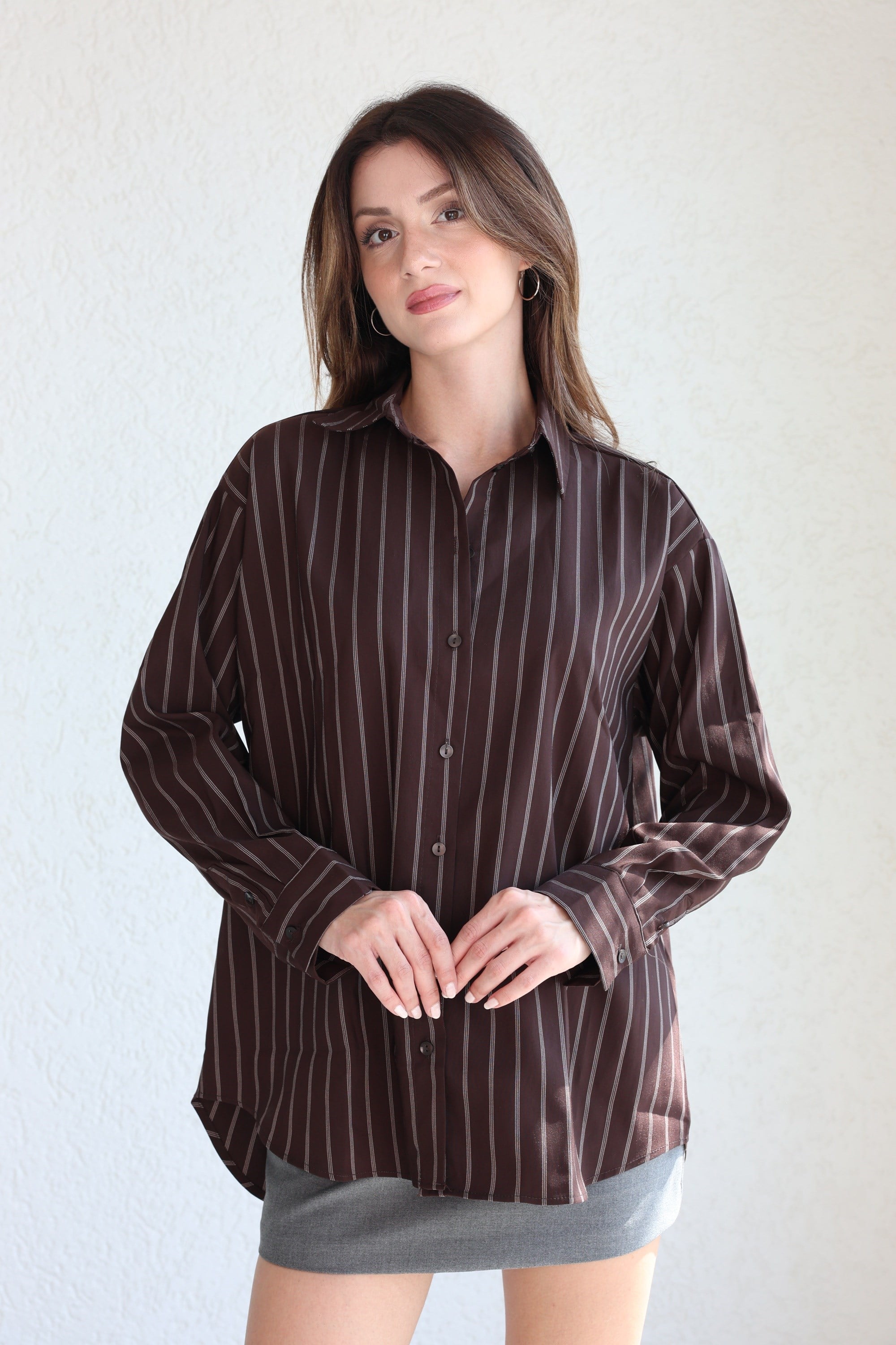 GömlekÇizgili Oversize Gömlek