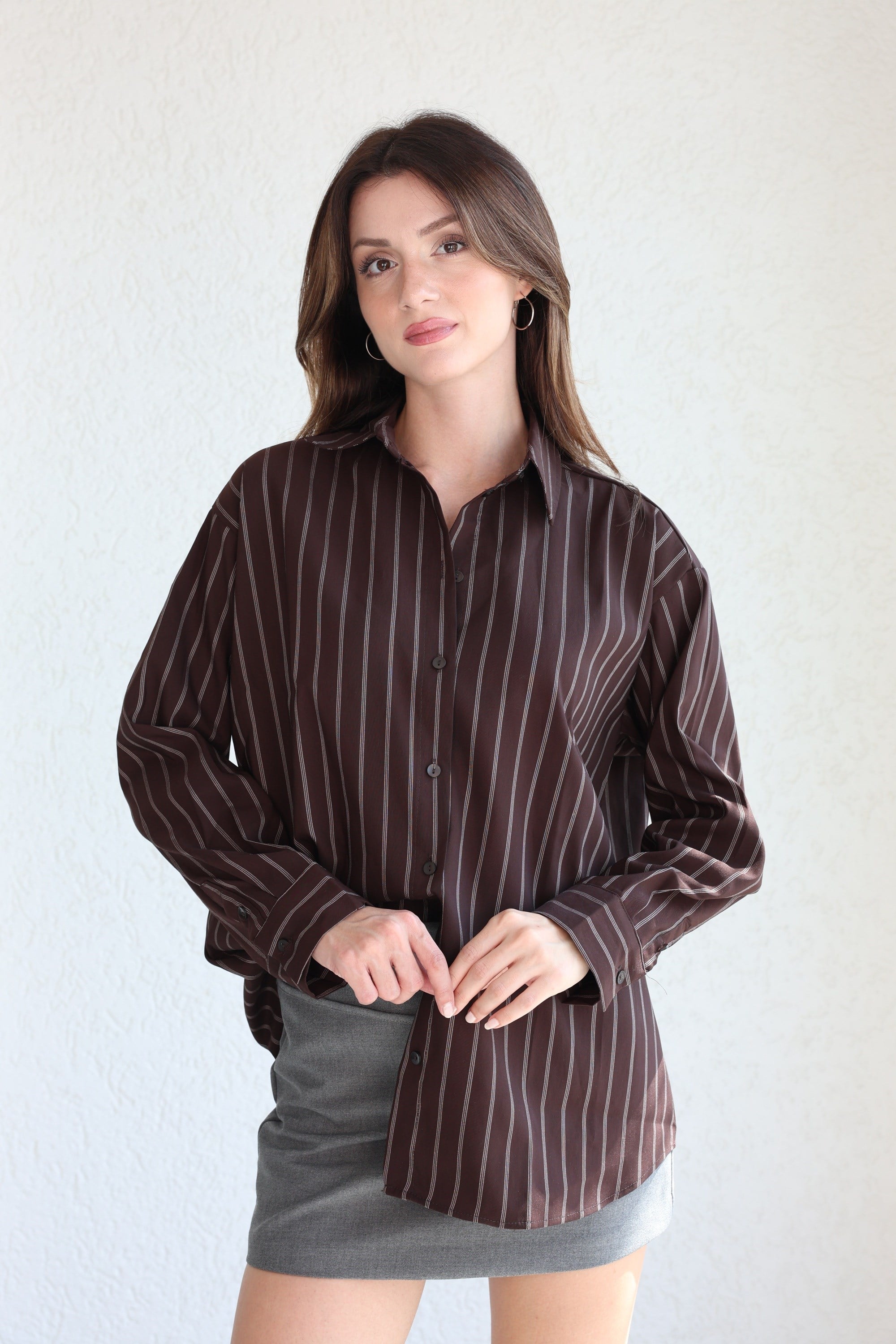 GömlekÇizgili Oversize Gömlek