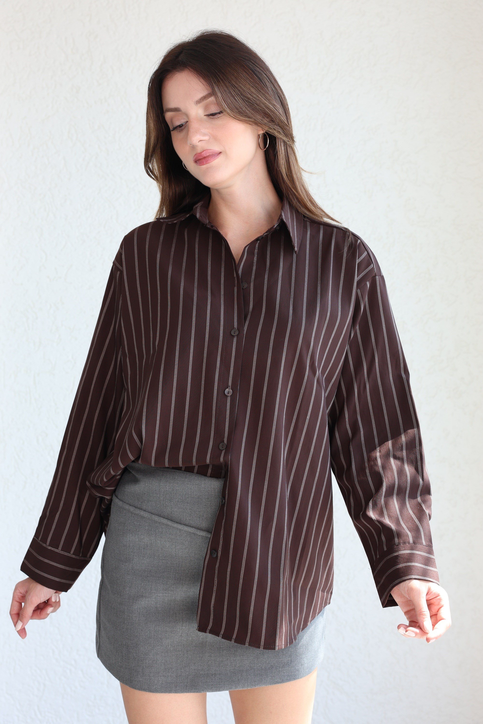 GömlekÇizgili Oversize Gömlek