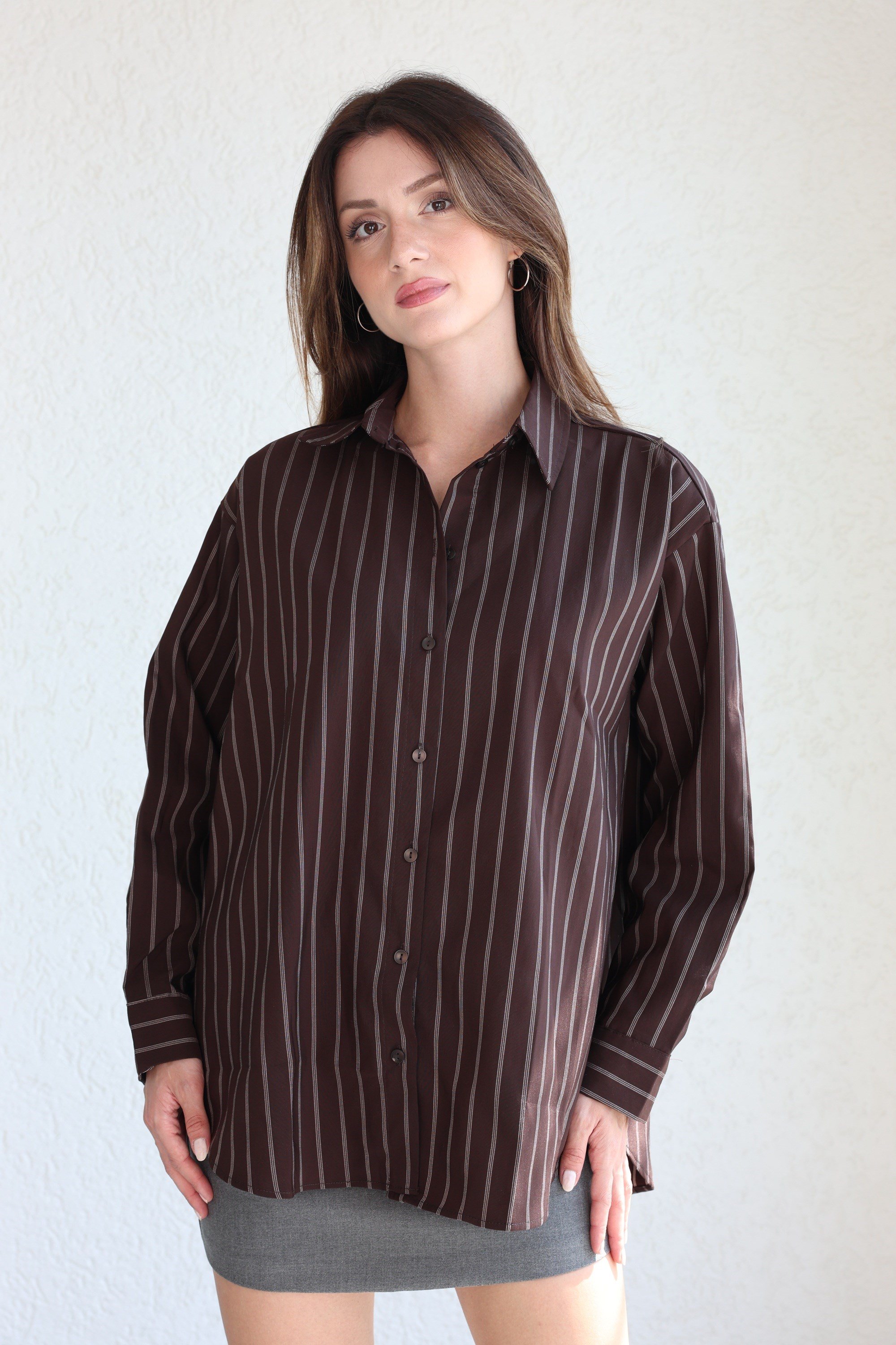 GömlekÇizgili Oversize Gömlek