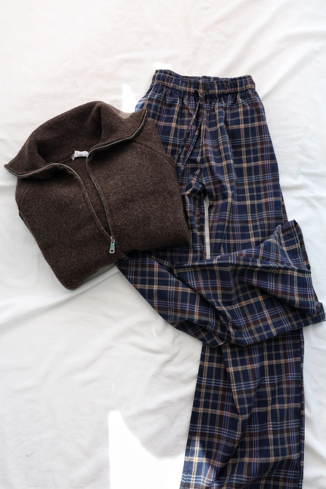 PantolonBel İpli Ekose Bol Pantolon