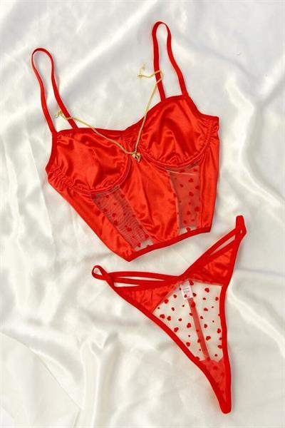 FantasySaten Önü  Kalp Desenli Takım