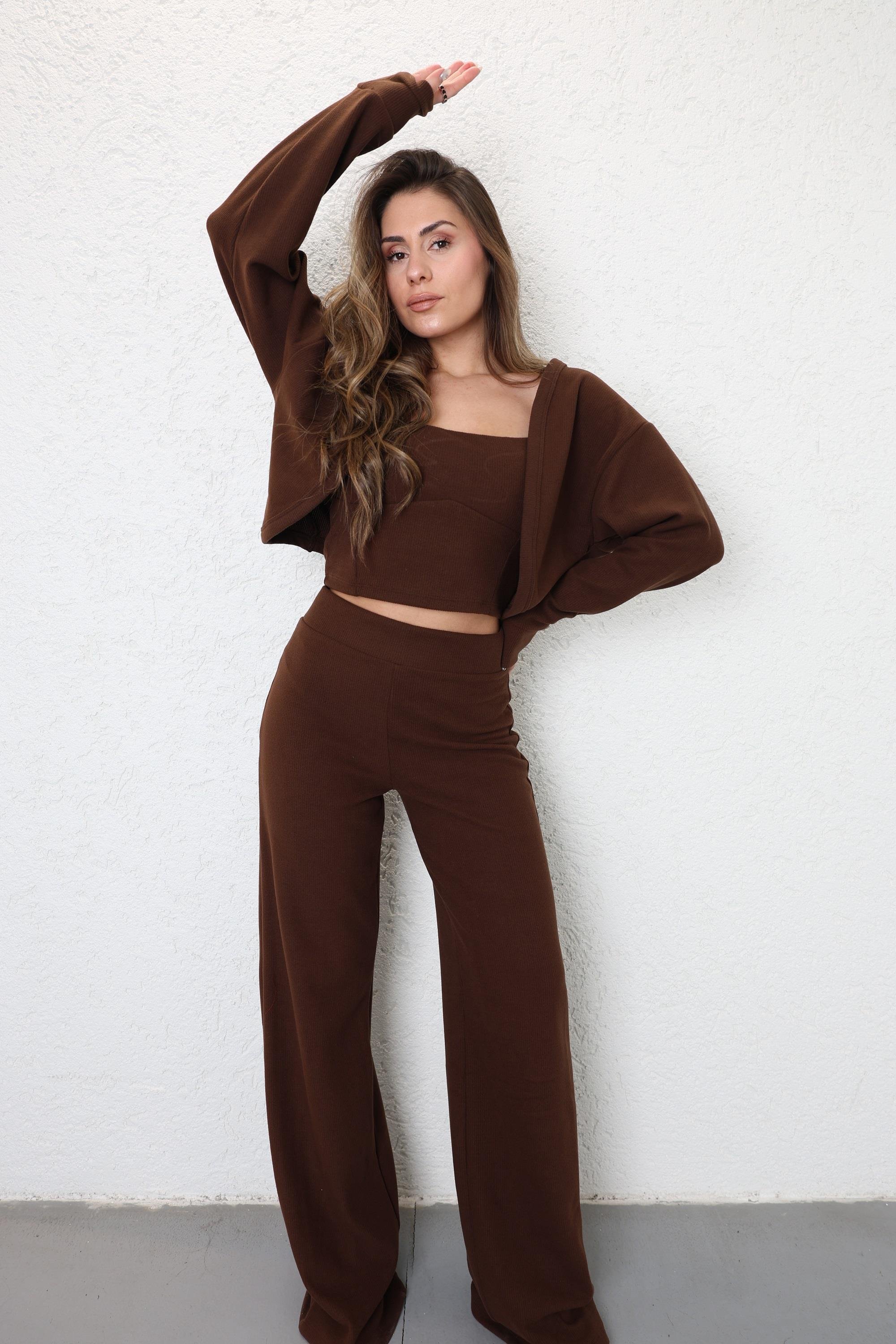 Pantolon TakımÖrme Hırkalı 3lü Takım