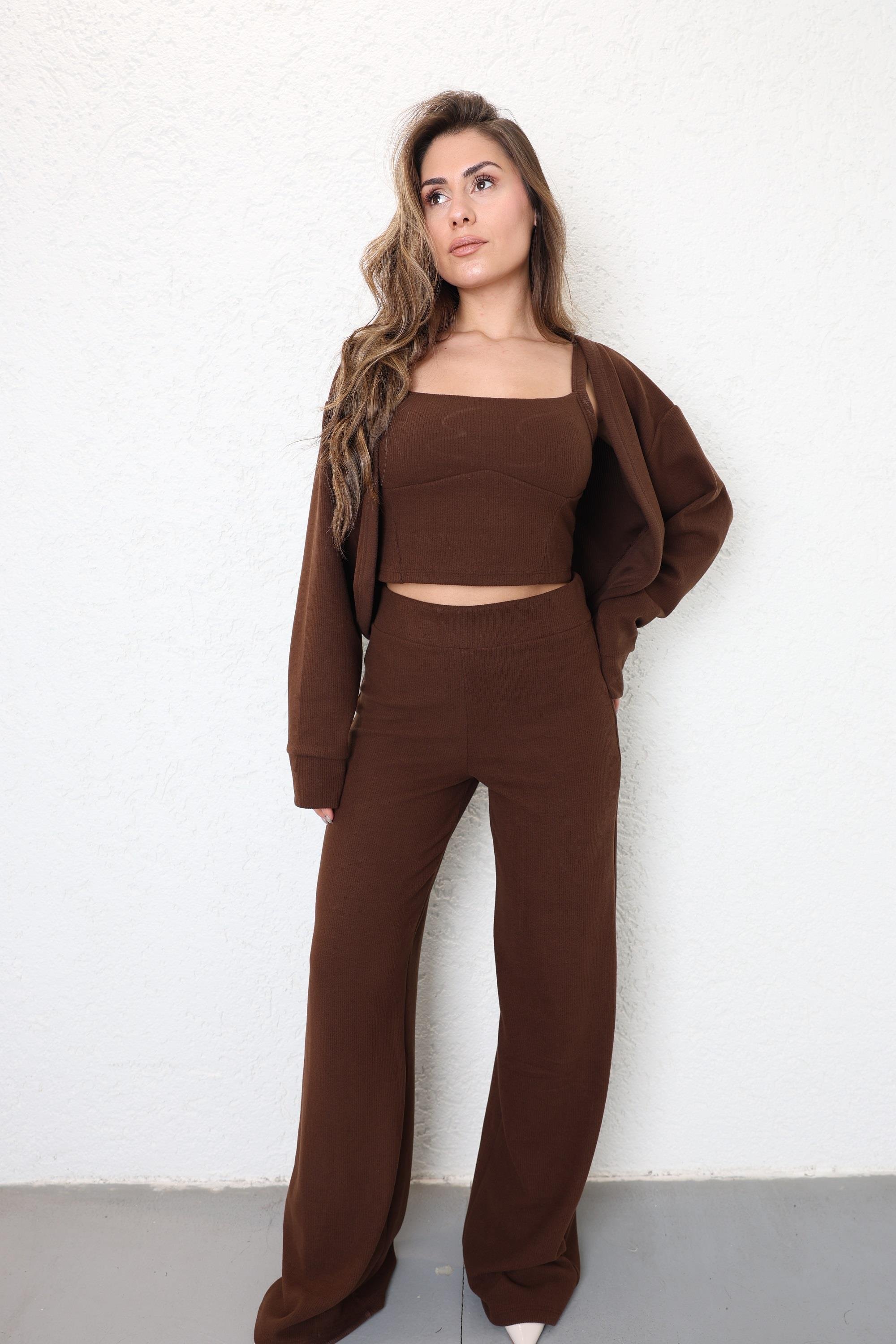 Pantolon TakımÖrme Hırkalı 3lü Takım