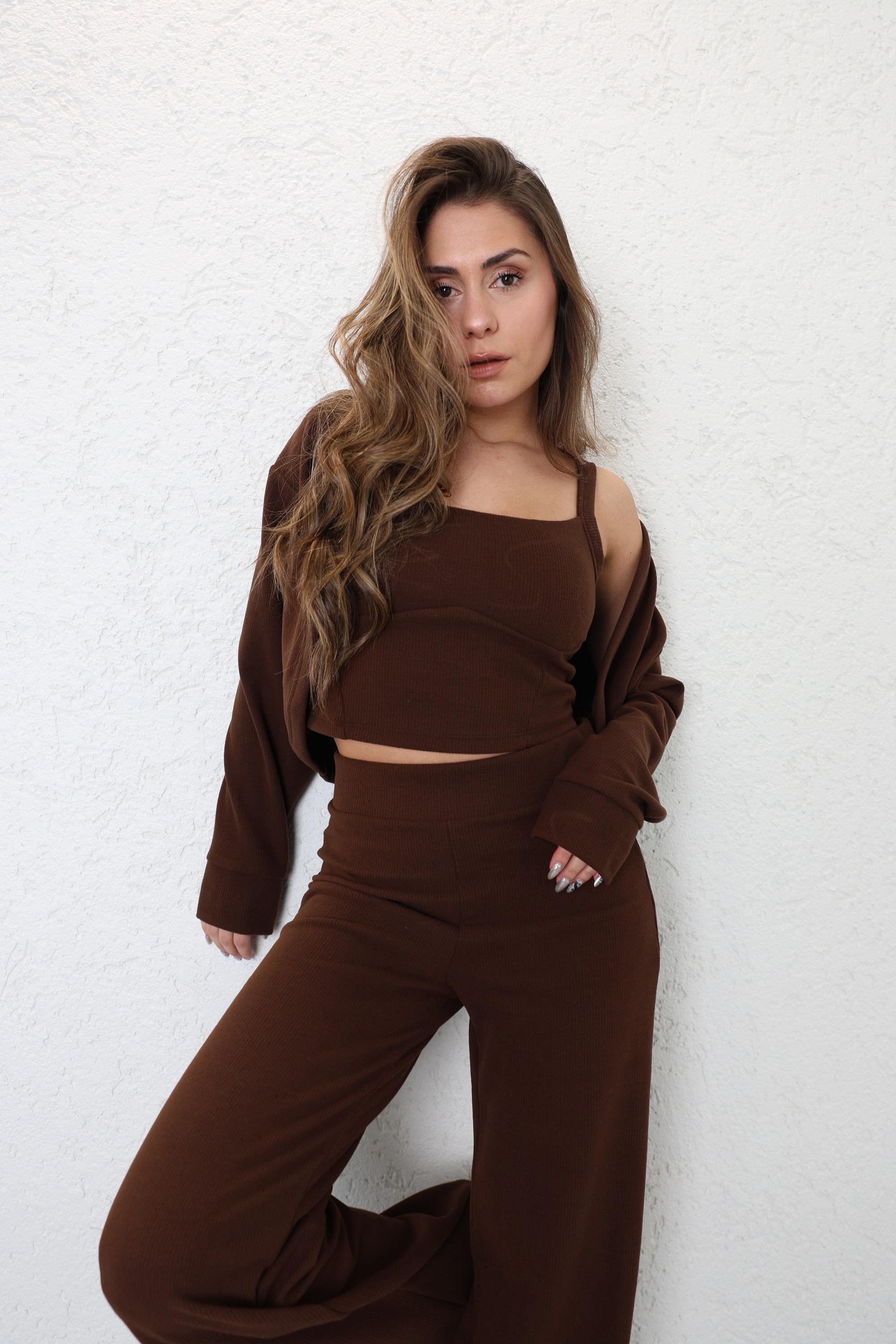 Pantolon TakımÖrme Hırkalı 3lü Takım