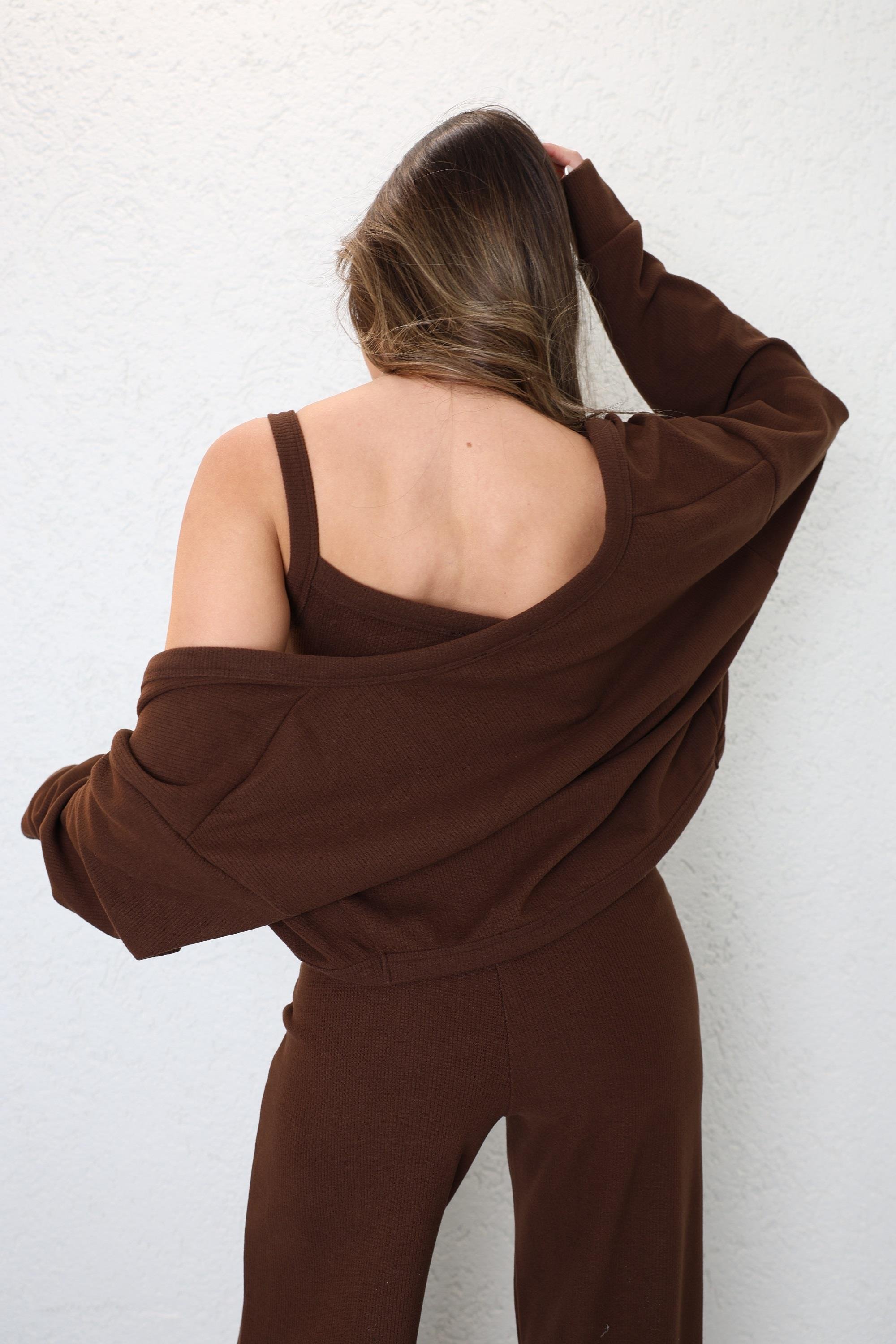 Pantolon TakımÖrme Hırkalı 3lü Takım