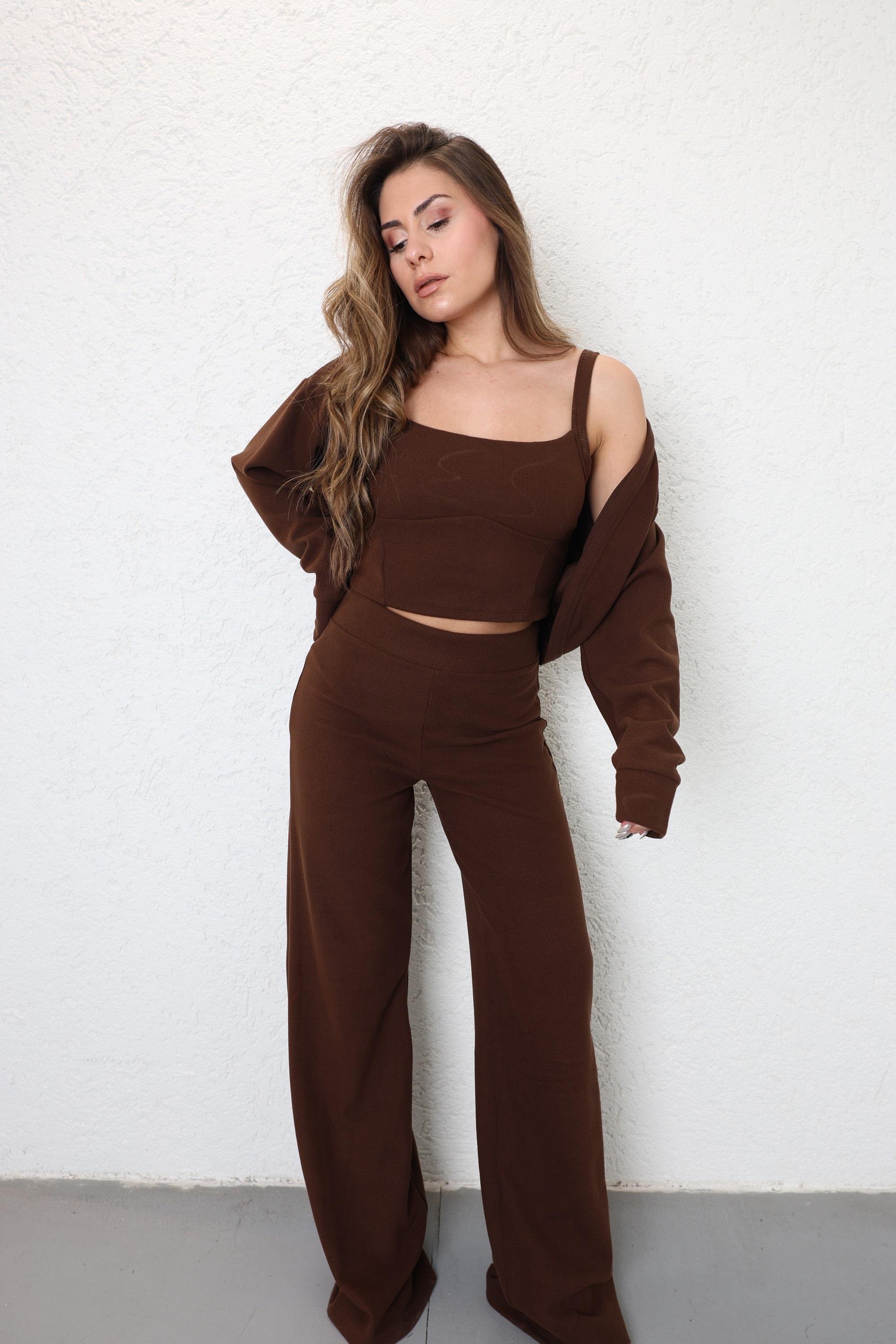 Pantolon TakımÖrme Hırkalı 3lü Takım