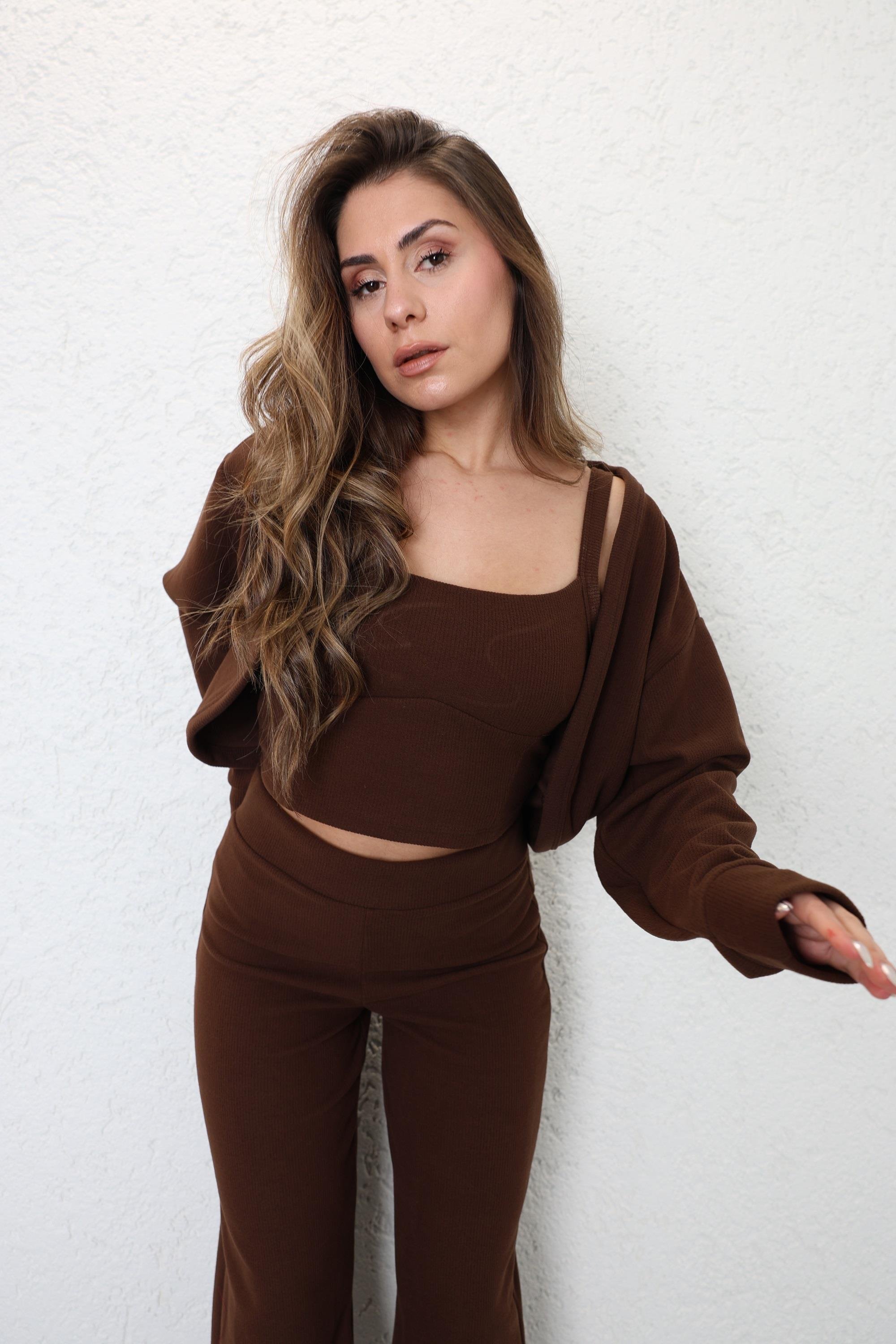 Pantolon TakımÖrme Hırkalı 3lü Takım