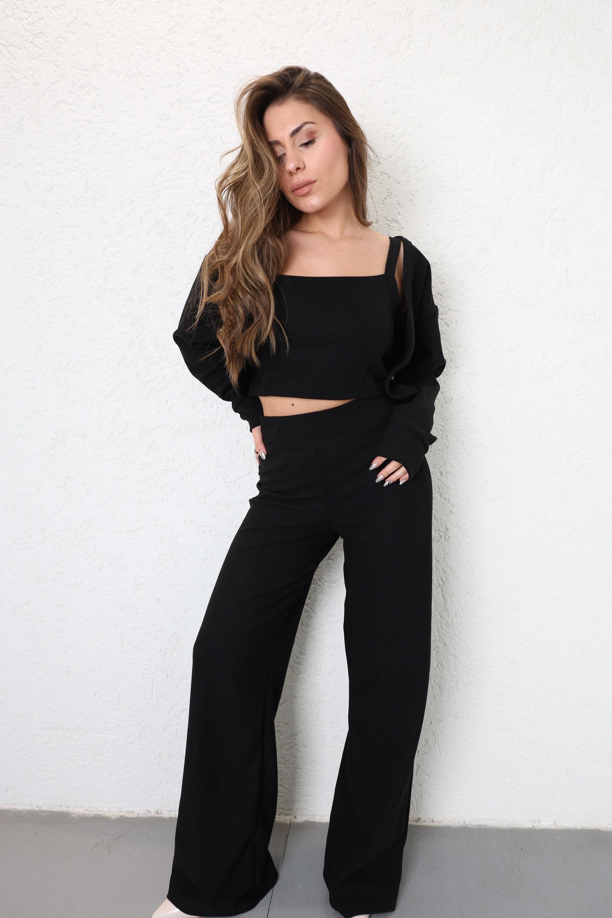 Pantolon TakımÖrme Hırkalı 3lü Takım