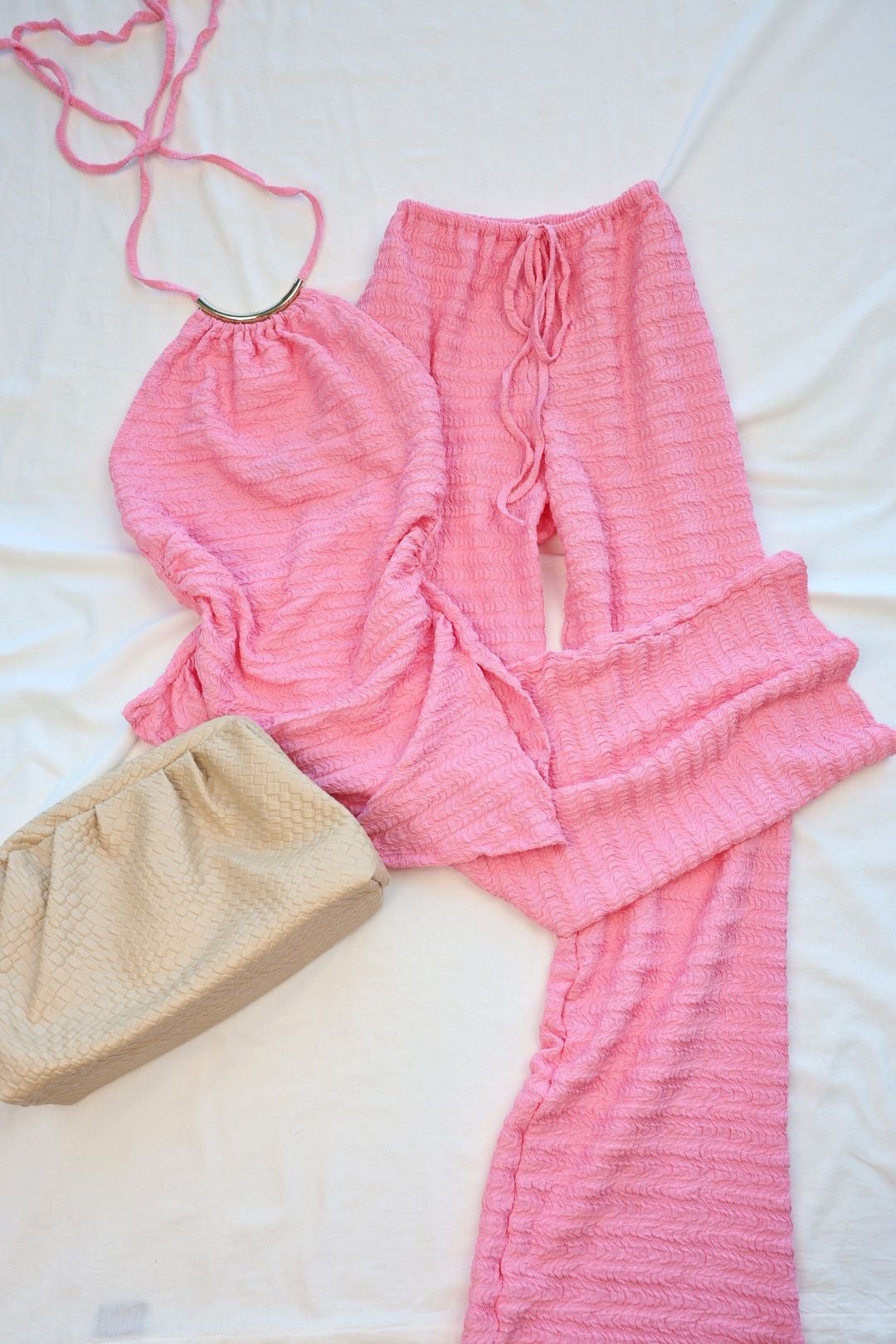 Pantolon TakımBoyun Aksesuar Detaylı Örme Takım