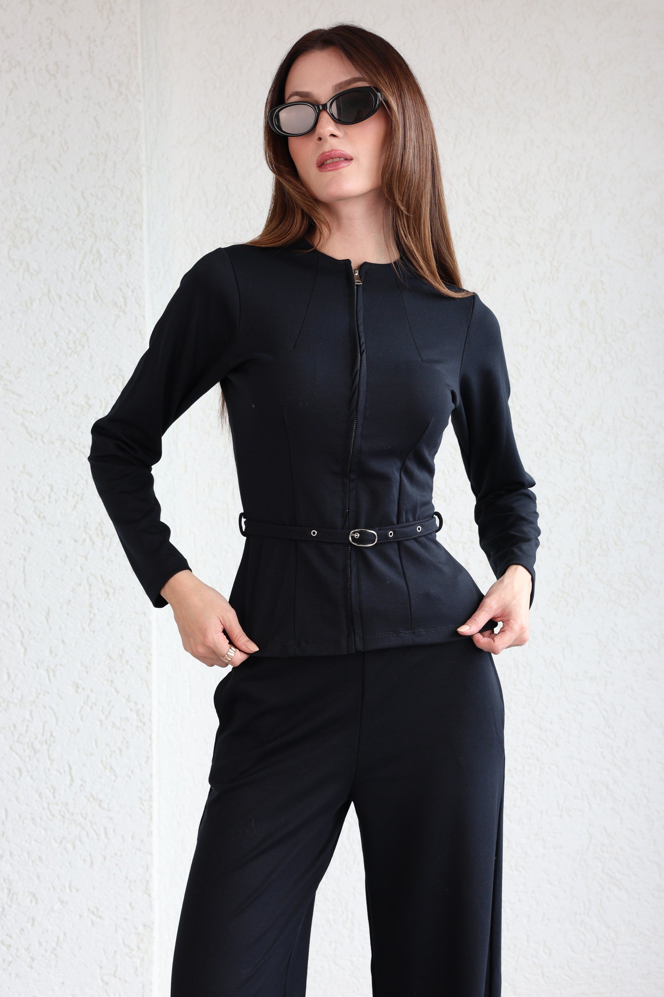 Pantolon TakımKemerli Fermuarlı Çelik Plazzo Takım
