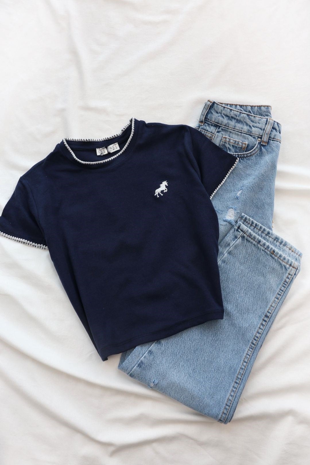 TshirtModal Alt Nakışlı Crop Tshirt
