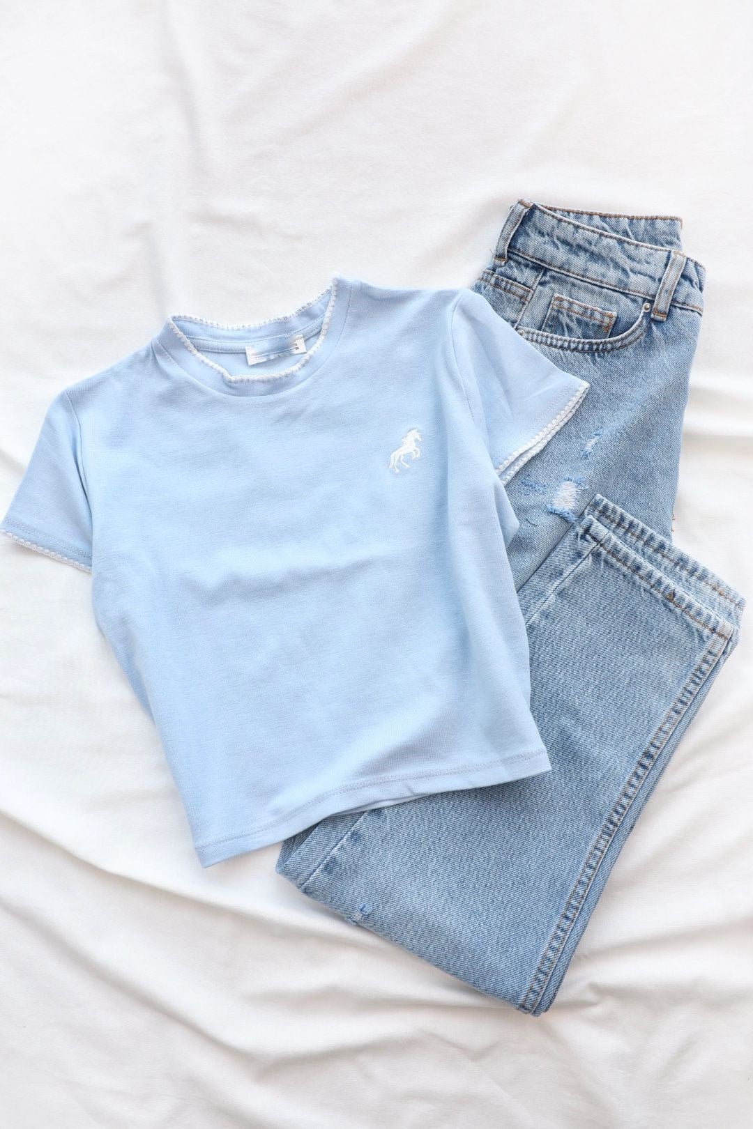 TshirtModal Alt Nakışlı Crop Tshirt