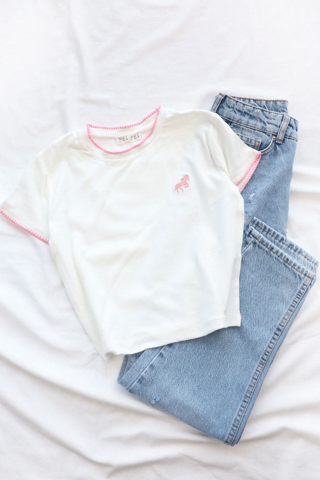 TshirtModal Alt Nakışlı Crop Tshirt