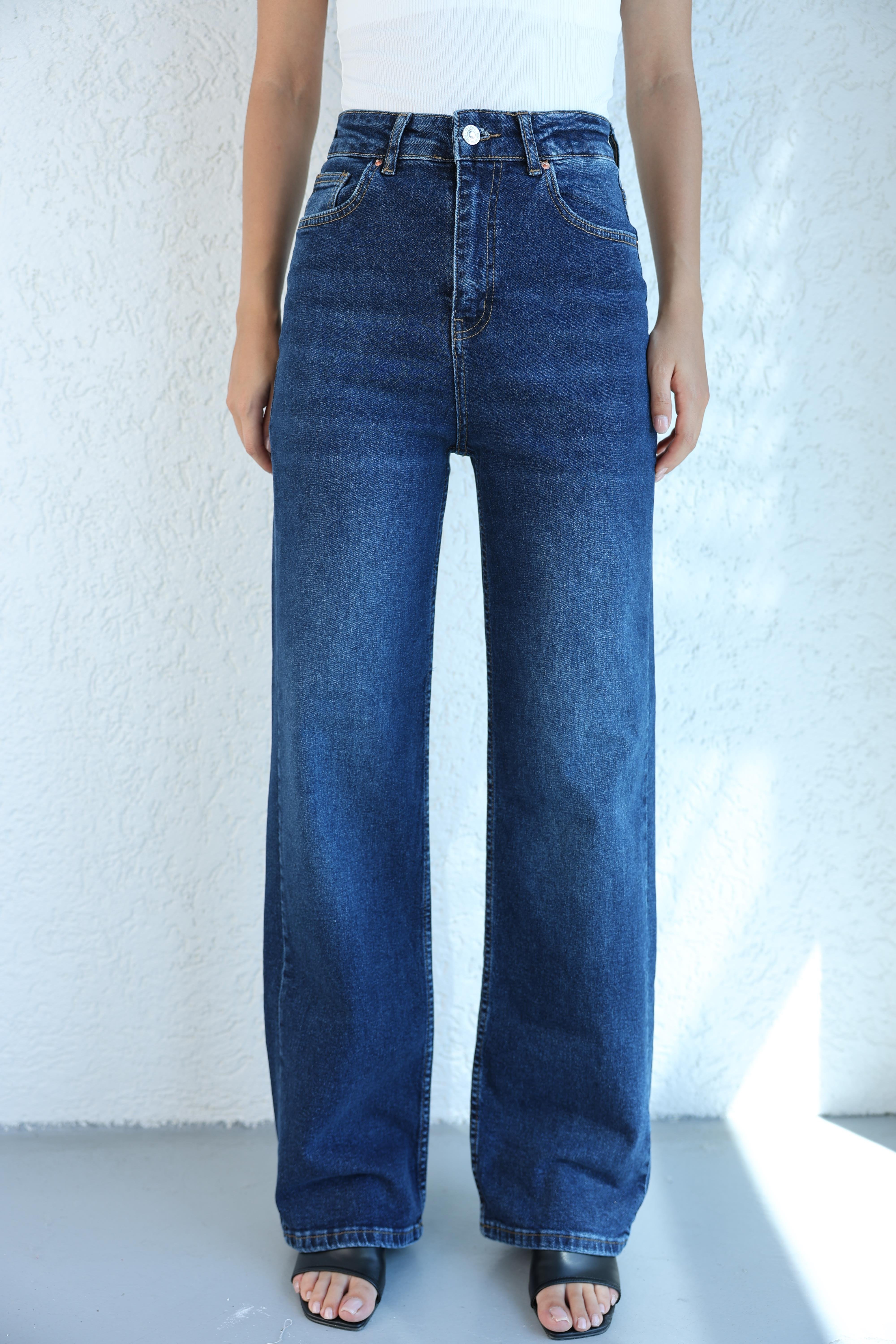 Jean/KotLikralı Dökümlü Plazzo Jean