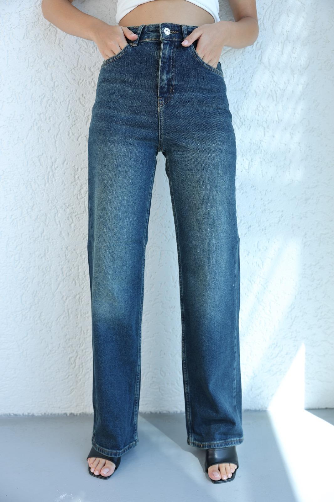 Jean/KotLikralı Dökümlü Plazzo Jean