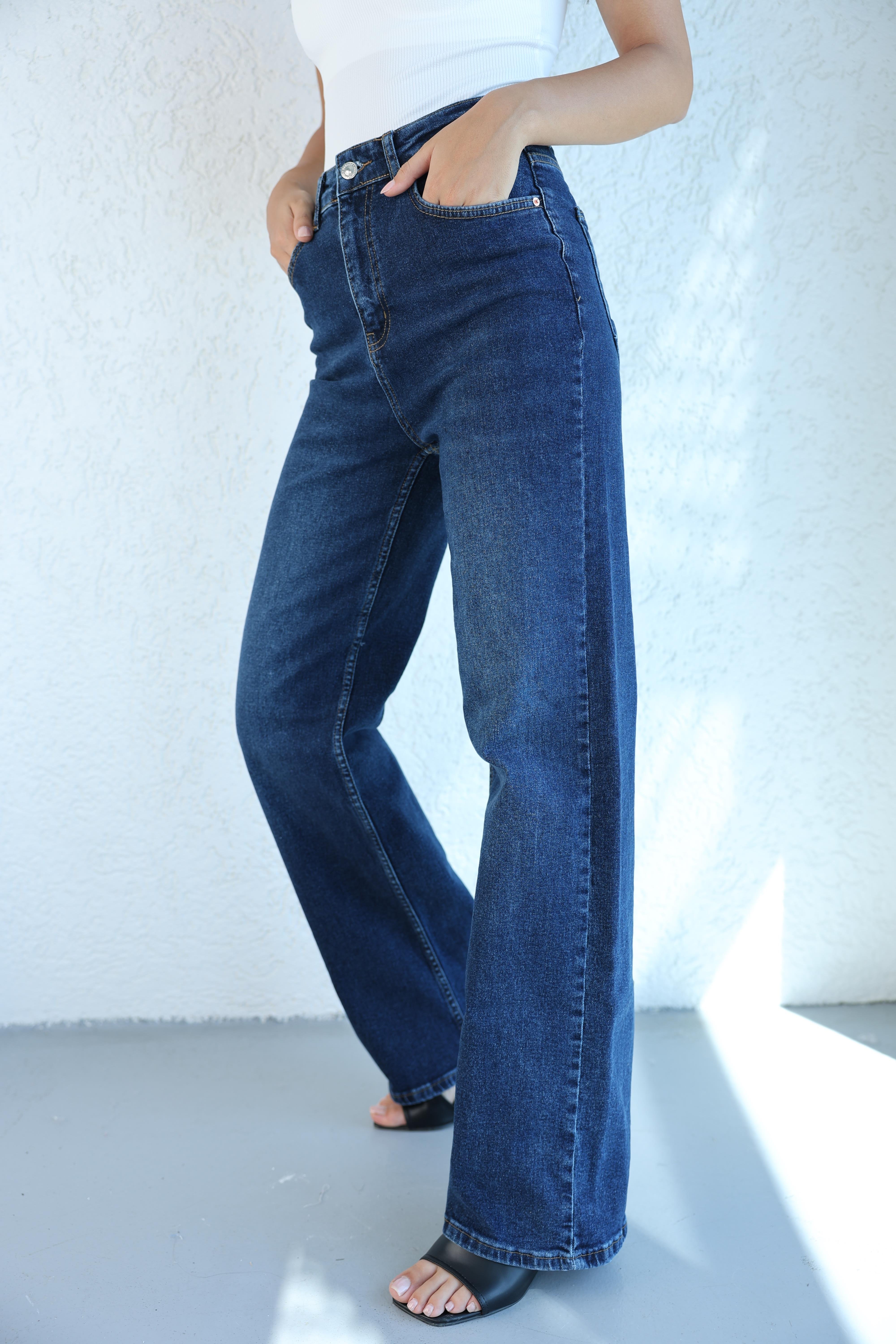 Jean/KotLikralı Dökümlü Plazzo Jean