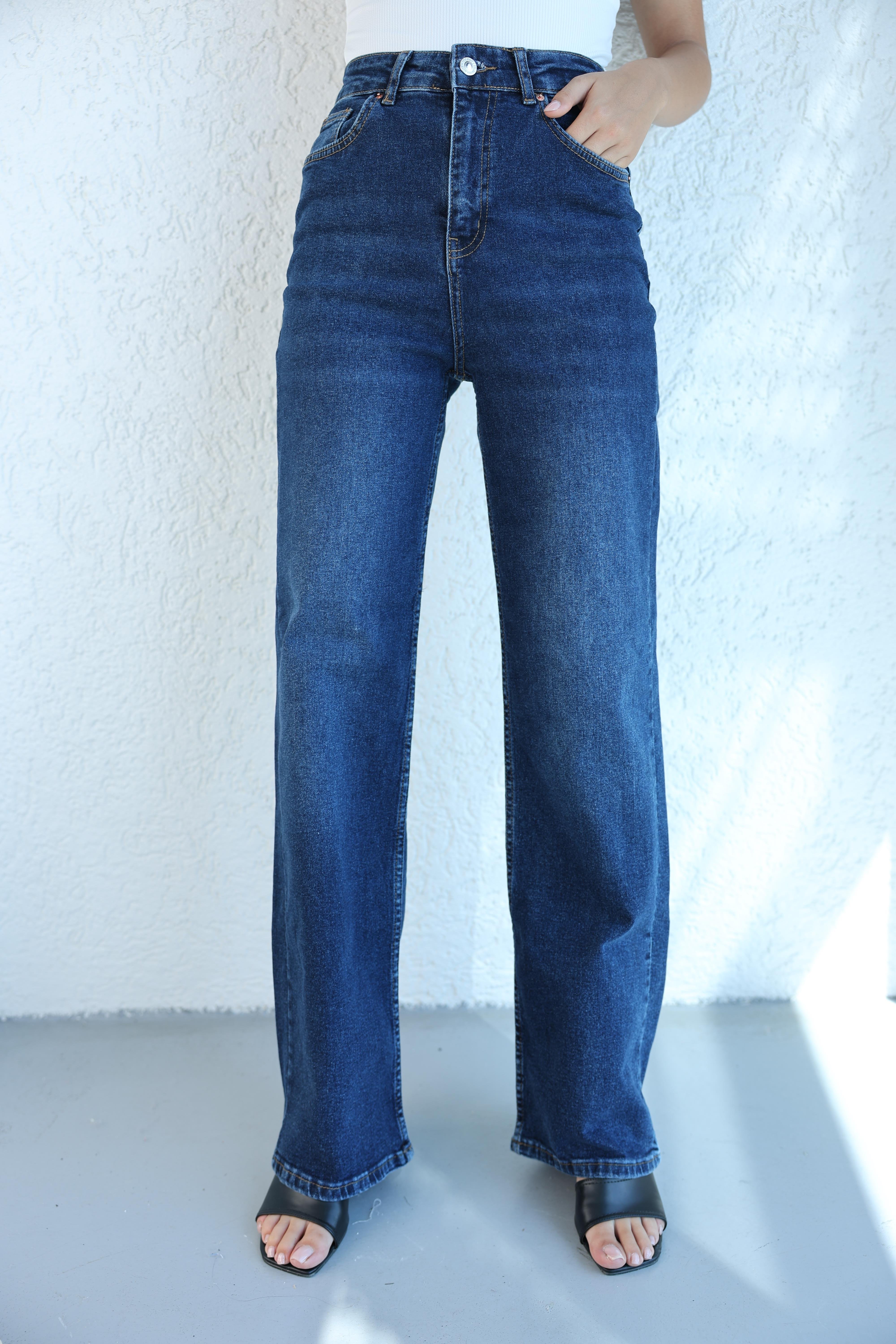 Jean/KotLikralı Dökümlü Plazzo Jean