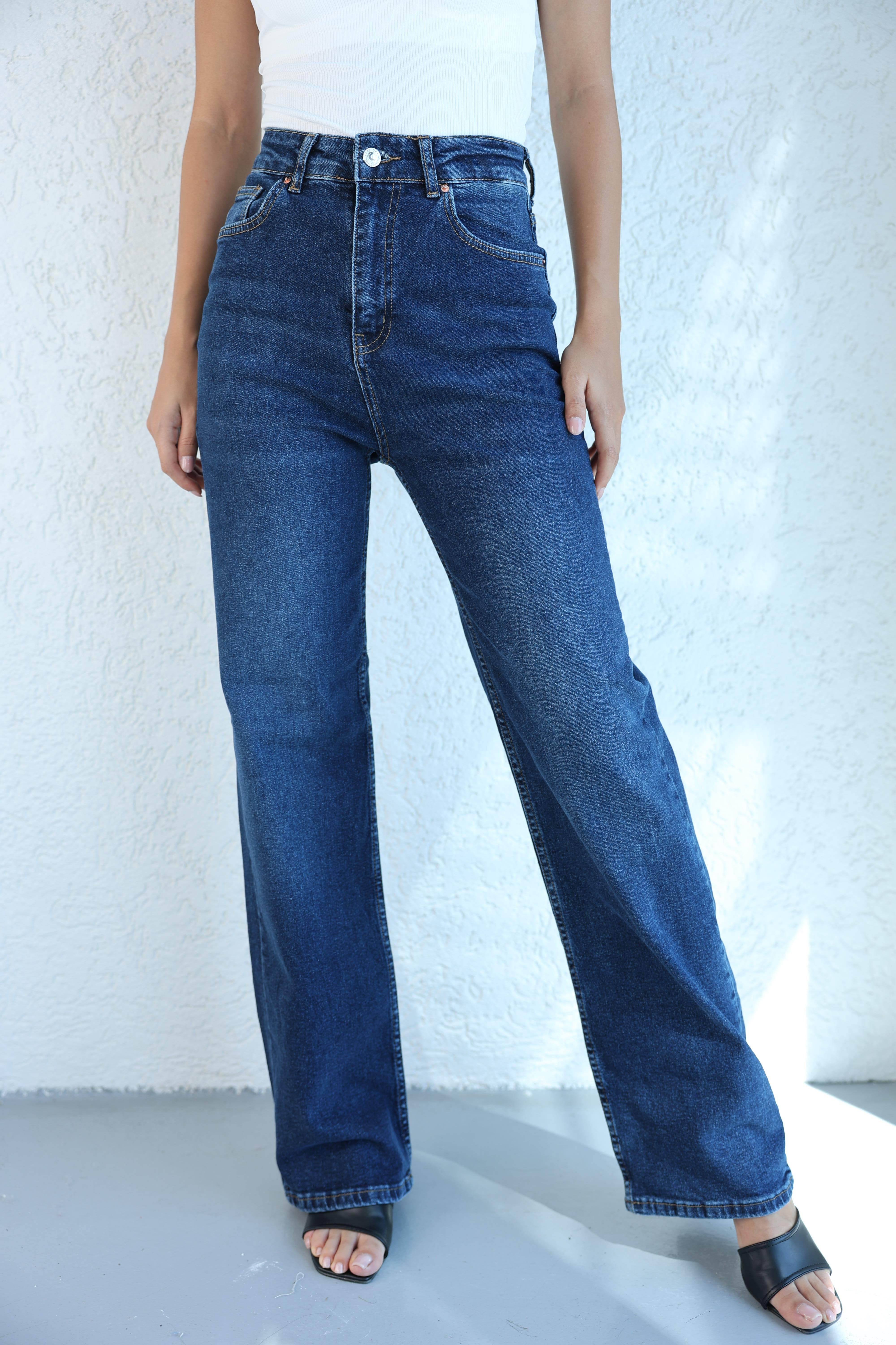 Jean/KotLikralı Dökümlü Plazzo Jean