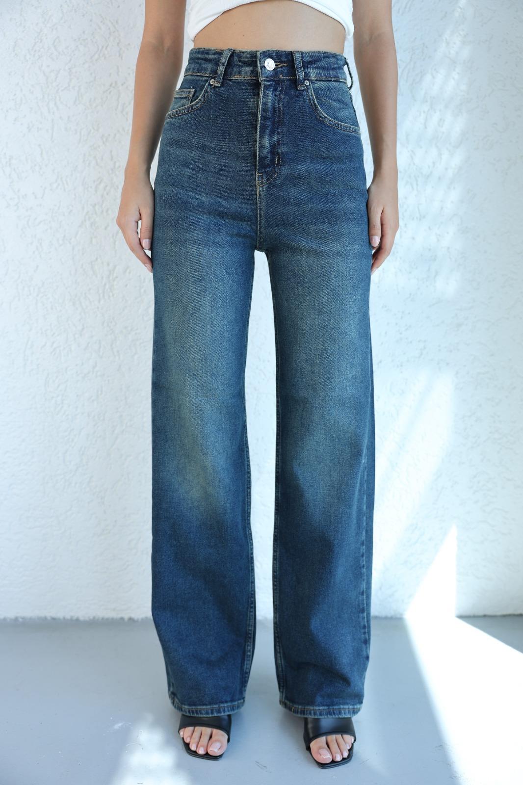 Jean/KotLikralı Dökümlü Plazzo Jean