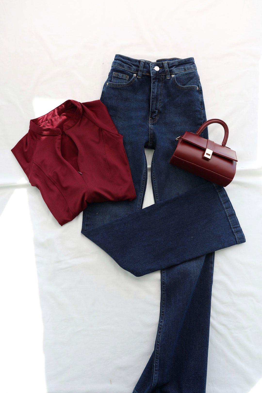 Jean/KotYüksek Bel İspanyol Jean