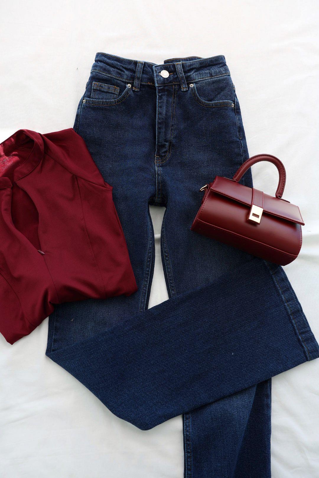 Jean/KotYüksek Bel İspanyol Jean