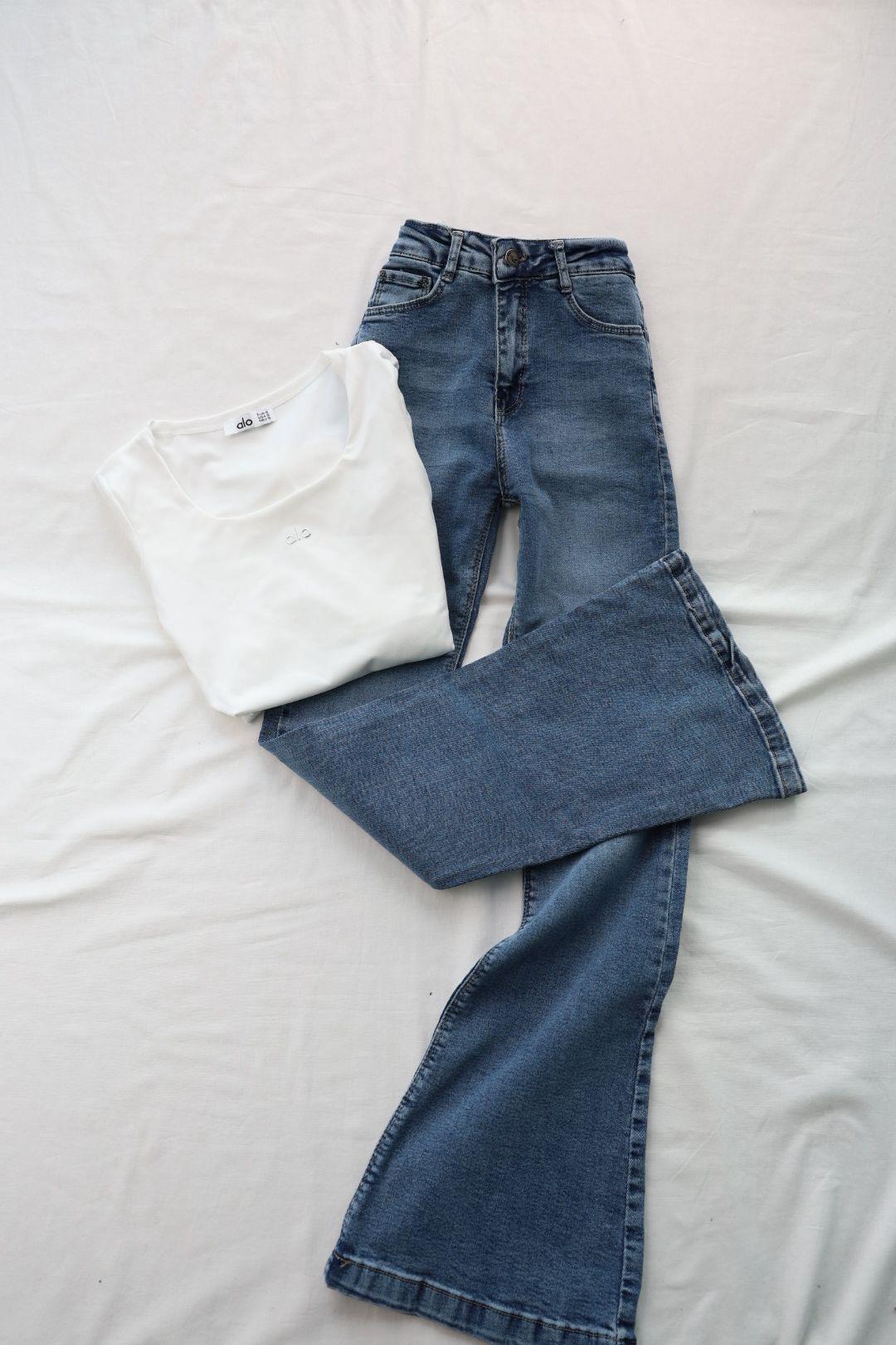 Jean/KotYüksek Bel İspanyol Jean