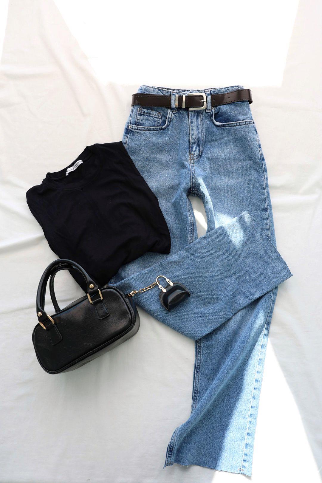 Jean/KotKemerli Paça Kesik Jean