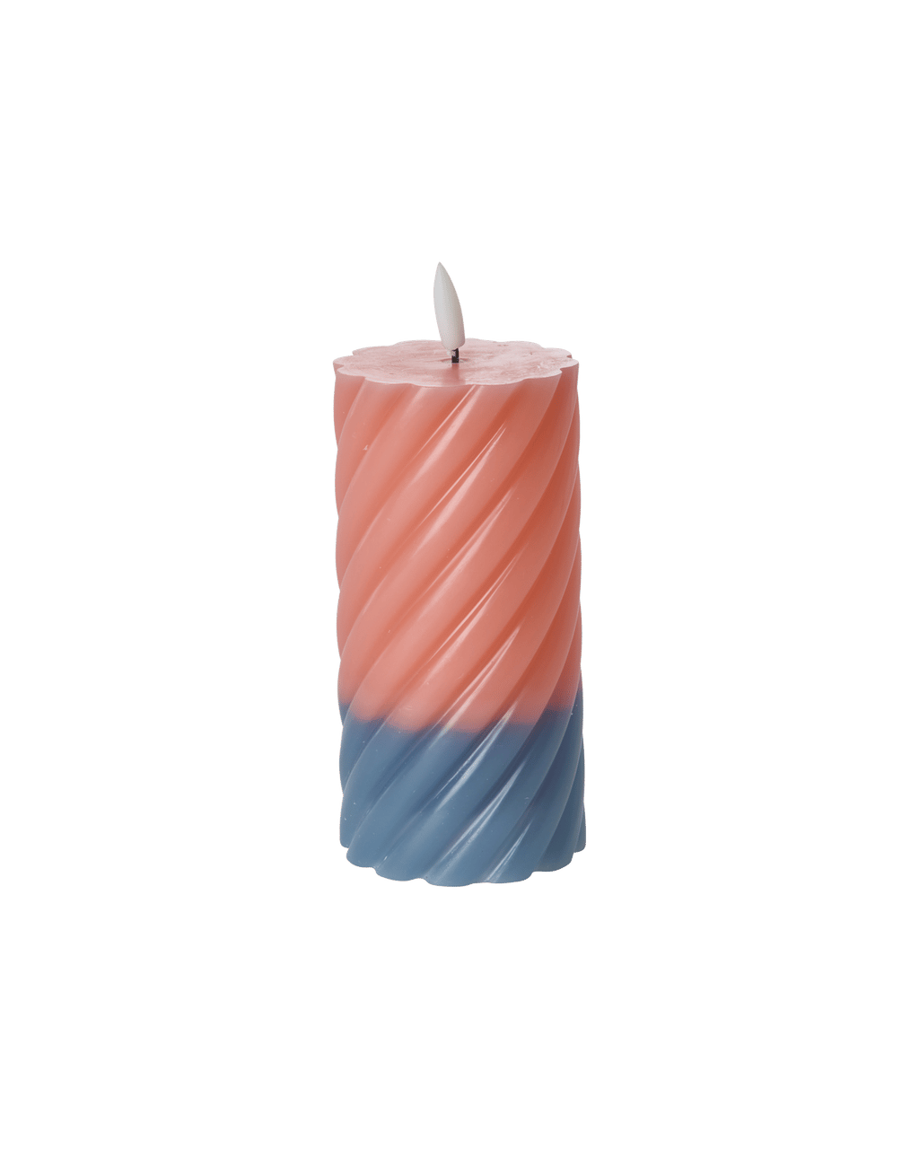 Çizgili Led Mum - Coral ve Yeşil