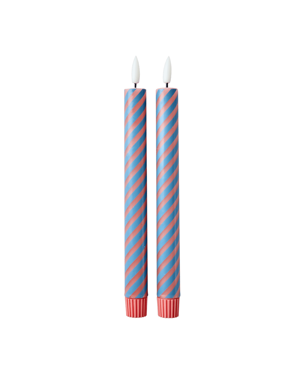 Çizgili Led Mum - Coral ve Yeşil