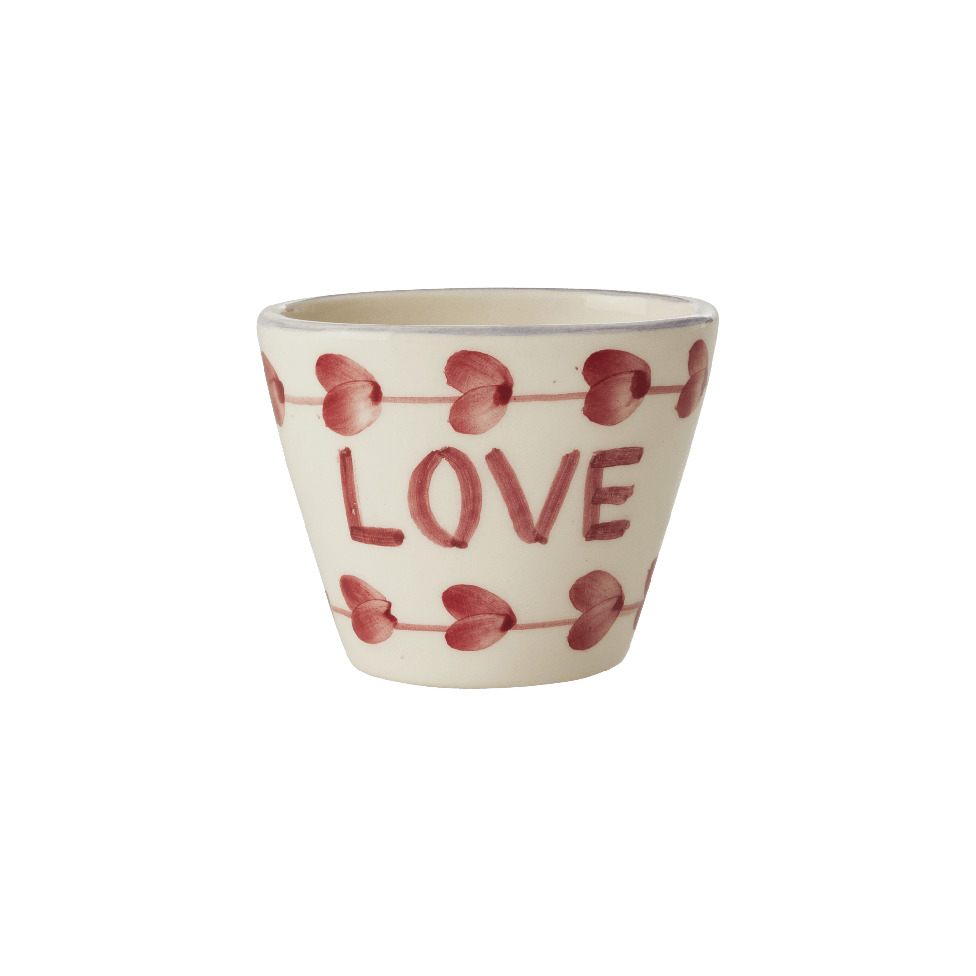 El Yapımı Oval Seramik Espresso Kupa - Love