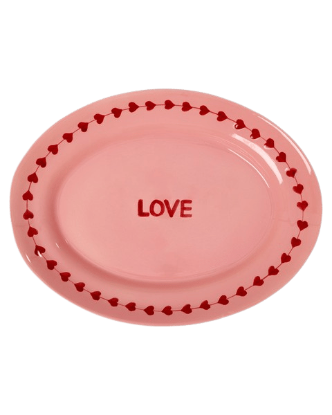 El Yapımı Seramik Servis Tabağı - Love