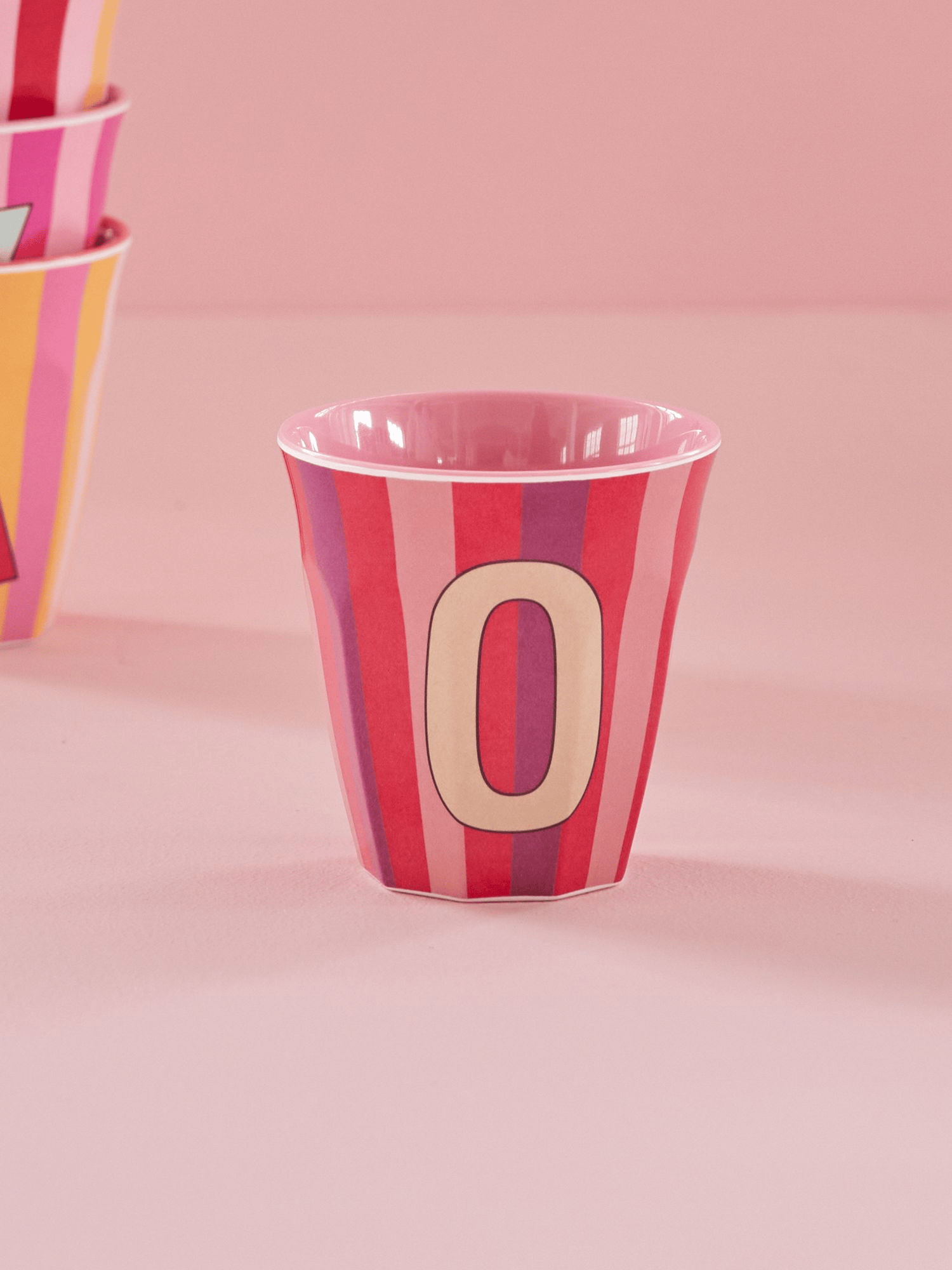 Melamin Çizgili Bardak - Pembe O