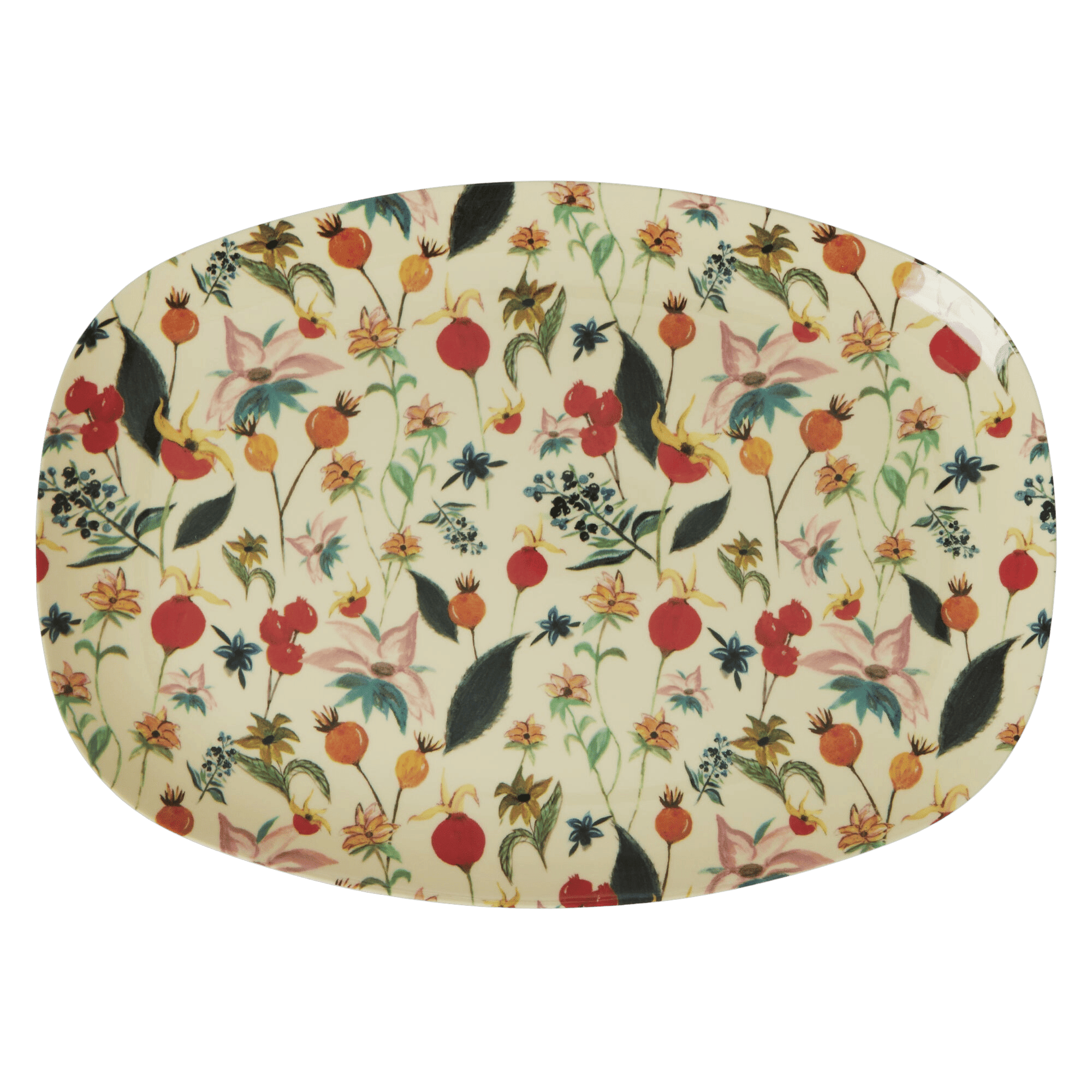 Melamin Dikdörtgen Tabak - Winter Rosebuds
