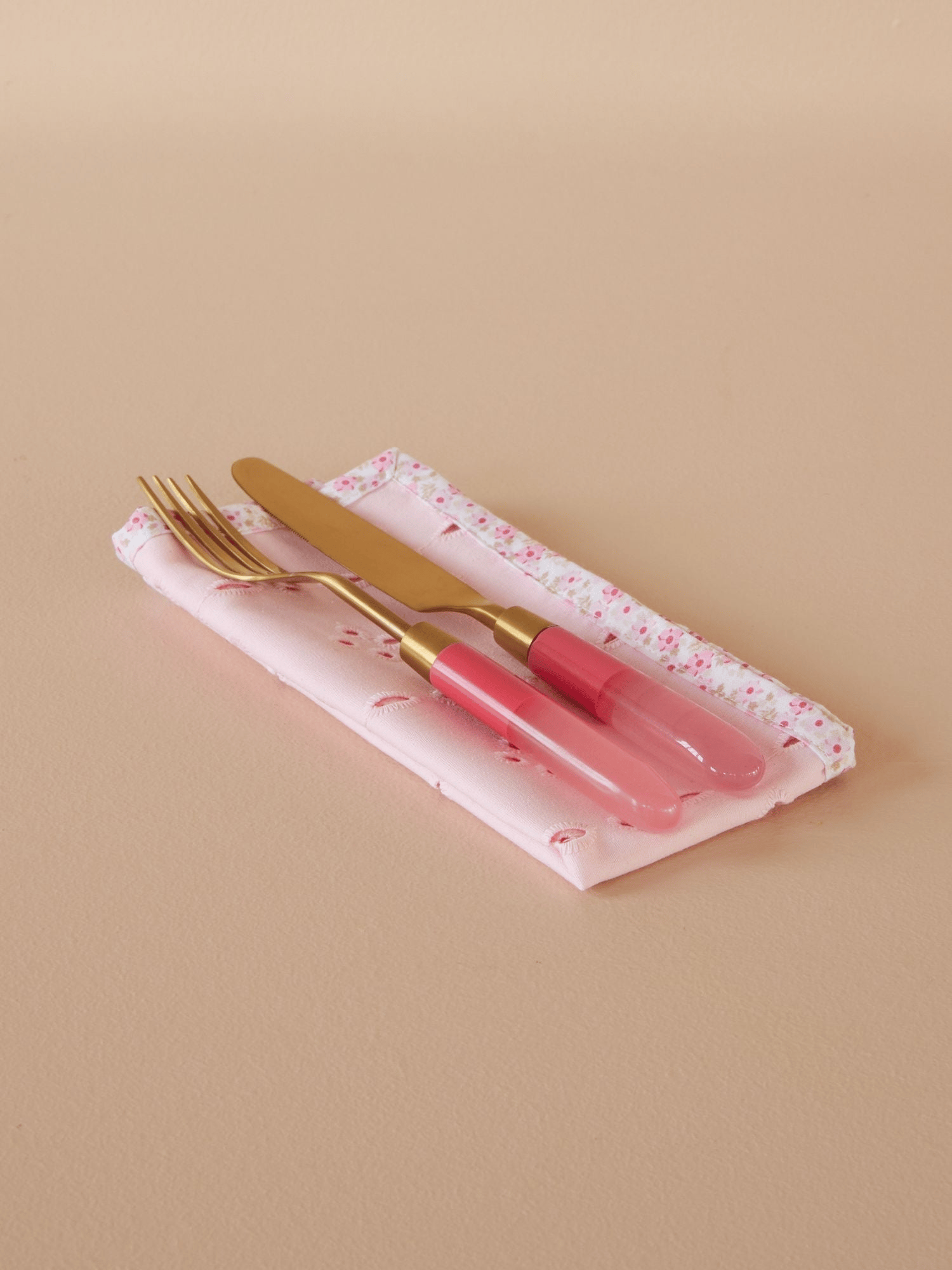 Pembe Çiçekli Baskılı Peçete - 2'li Set