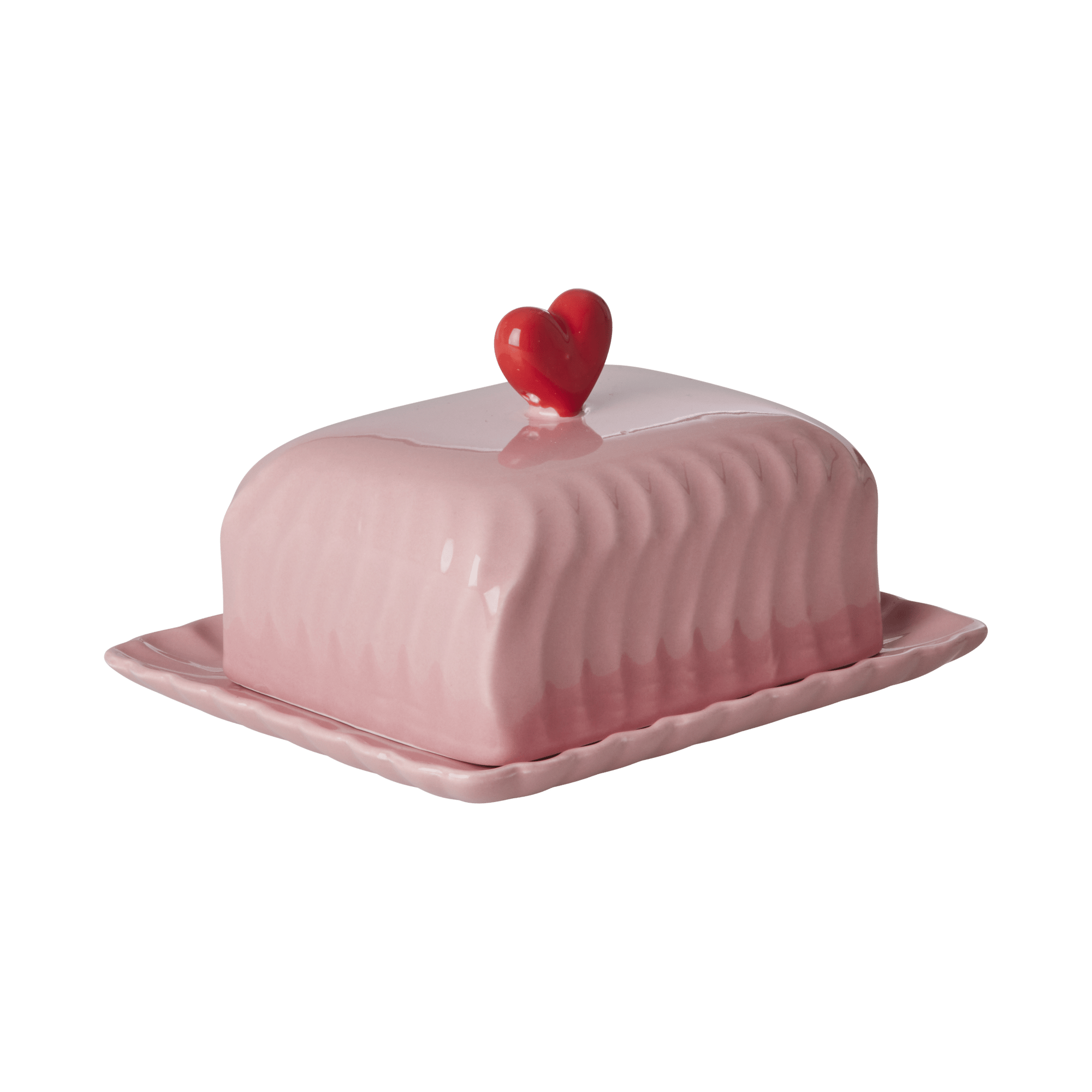 Seramik Tereyağlık - Pembe Kalp