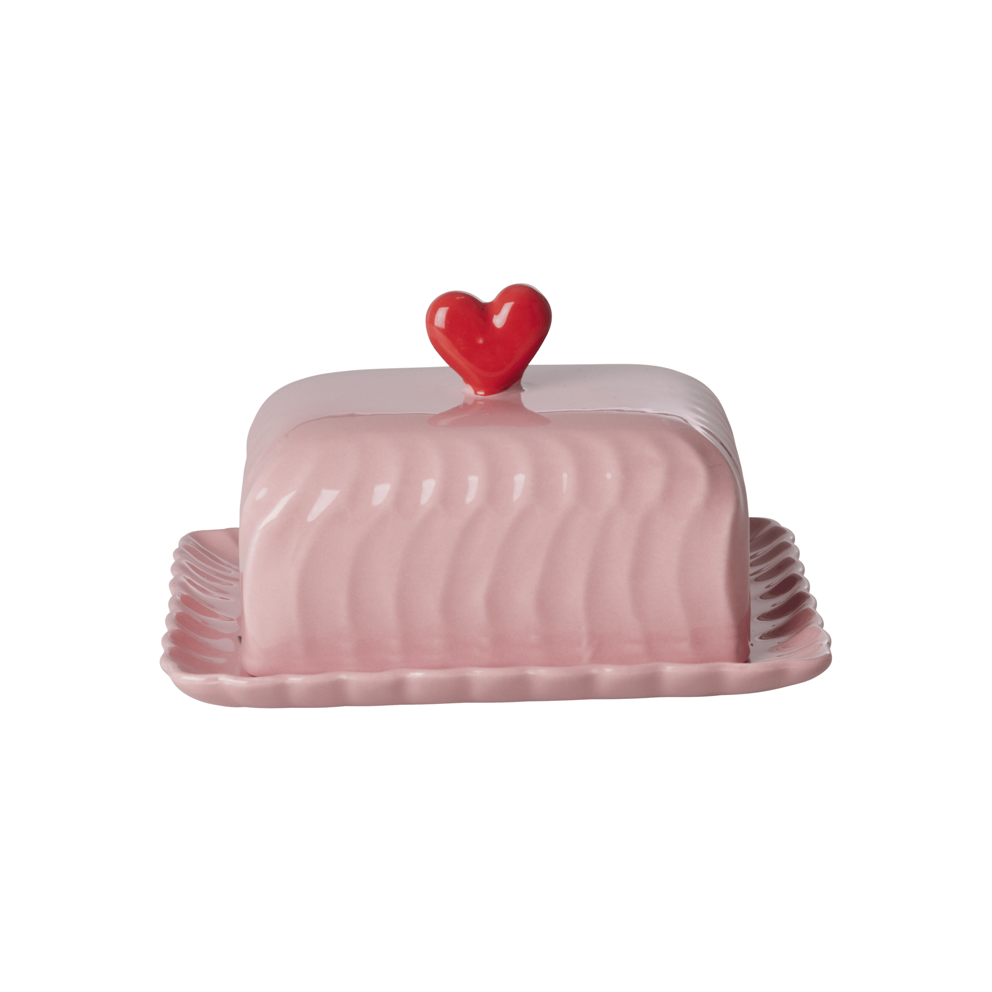 Seramik Tereyağlık - Pembe Kalp