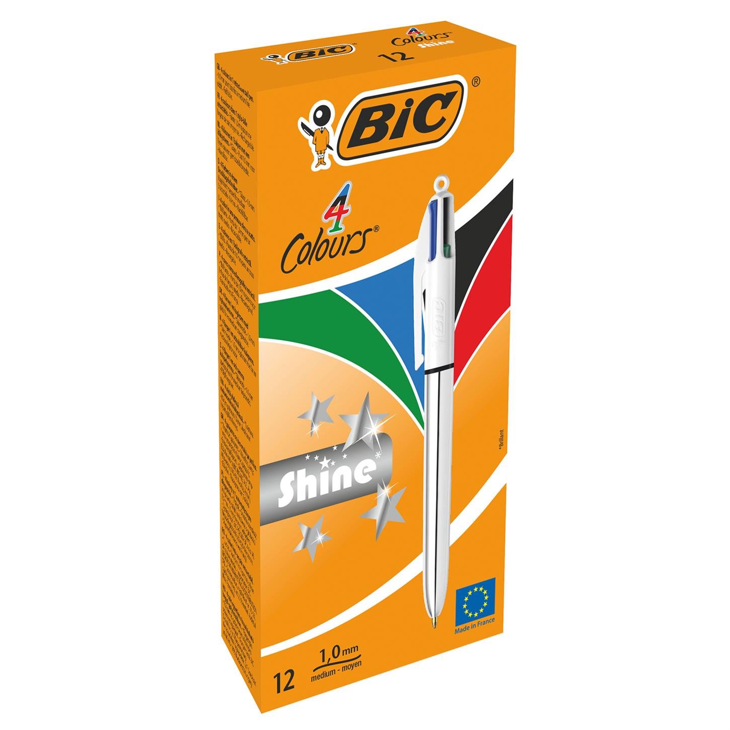 Bic 4 Colours Shine Tükenmez Kalem Mekanizmalı  4 Renkli 12li Kutu Gümüş Gövde