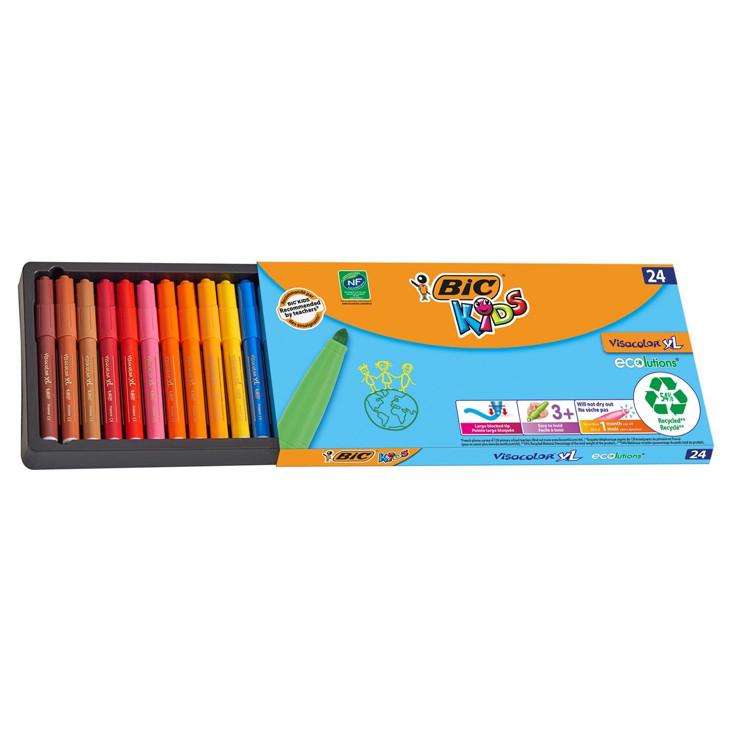 Bic Eco Vısa Color Xl Yıkanabilir Jumba Keçeli  Boya Kalemi, 24 Renk