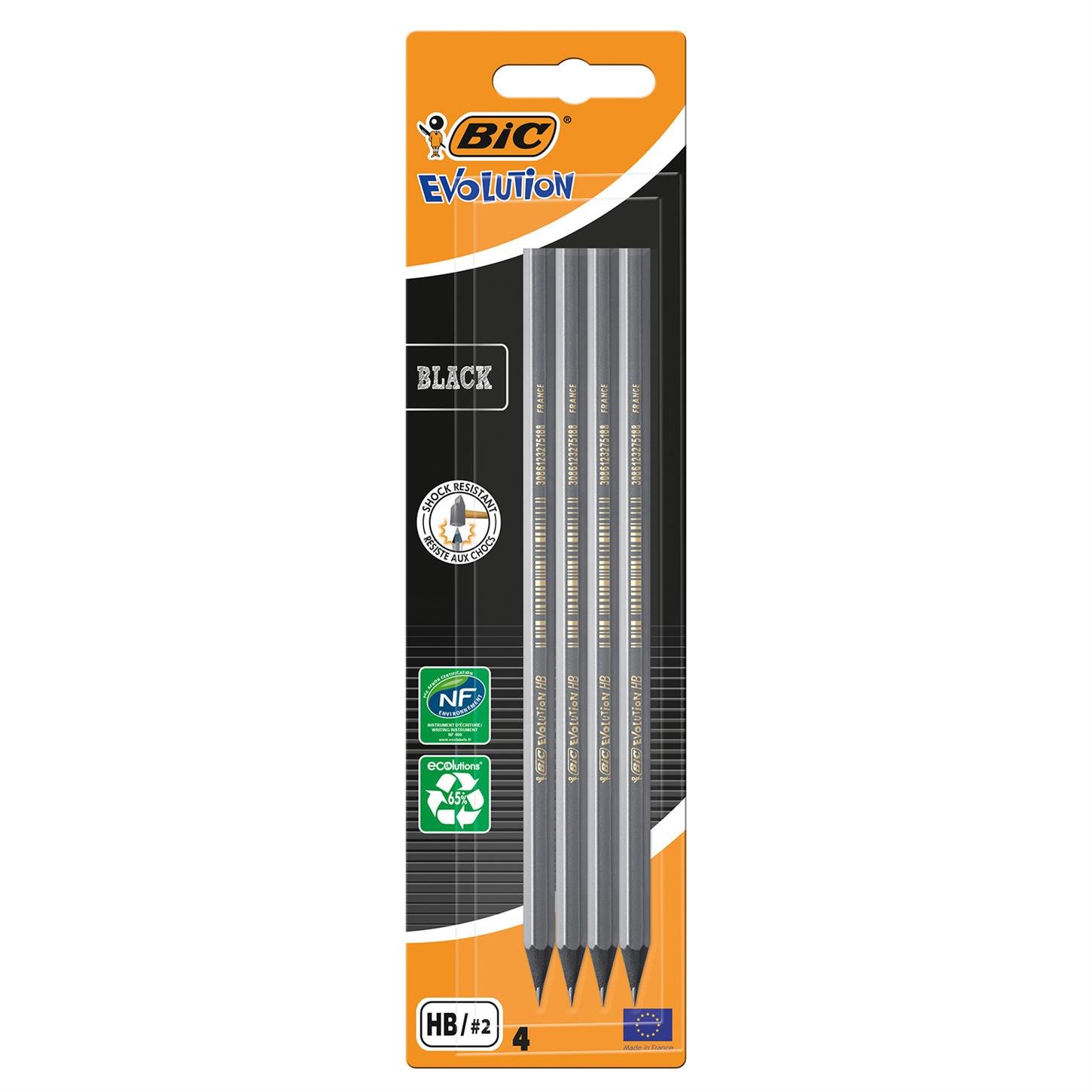 Bic Evolutıon Black Kurşun Kalem, Siyah, 4lü  blister