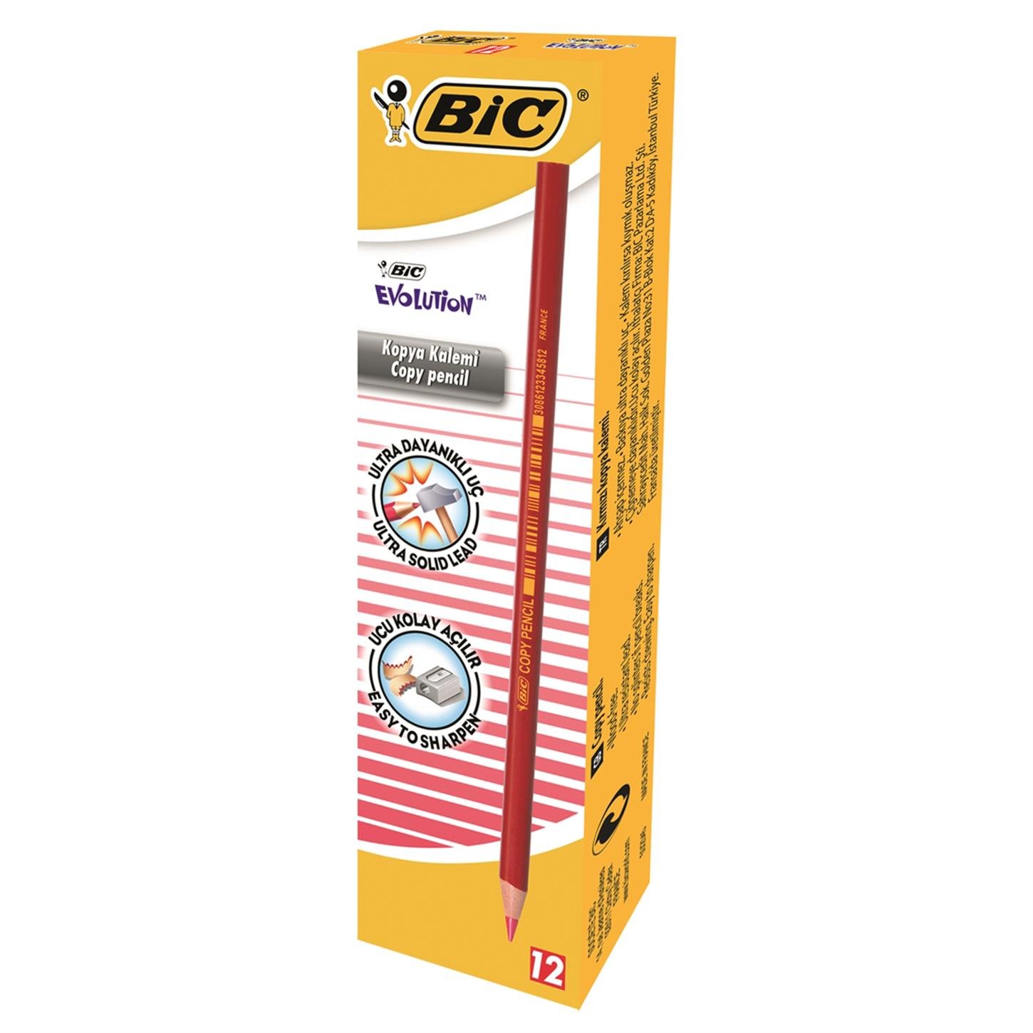 Bic Evolutıon Kırmızı Kopya Kalemi 12li Kutu Krmz