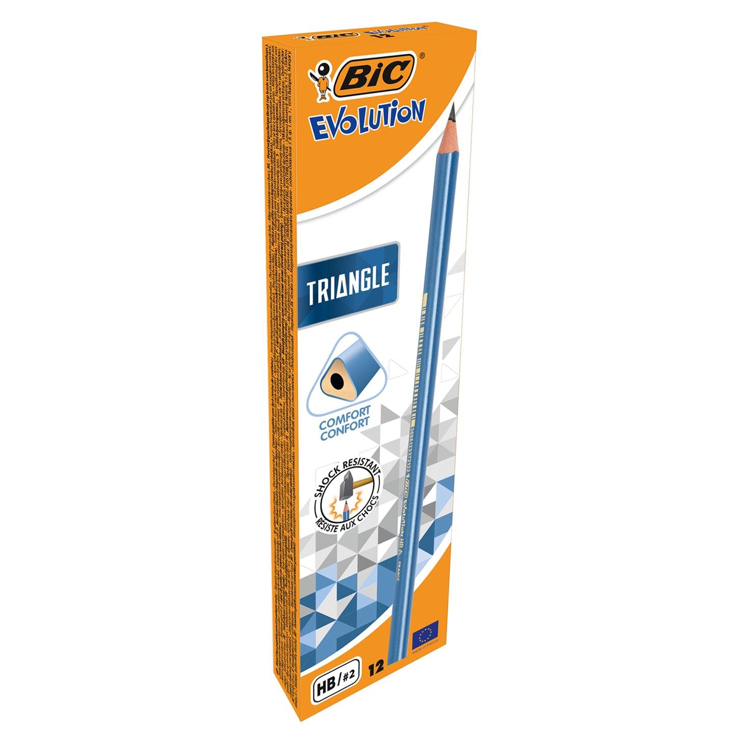 Bic Evolutıon Üçgen Kurşun Kalem Siyah Uç 12li  Kutu Mavi Gövdeli